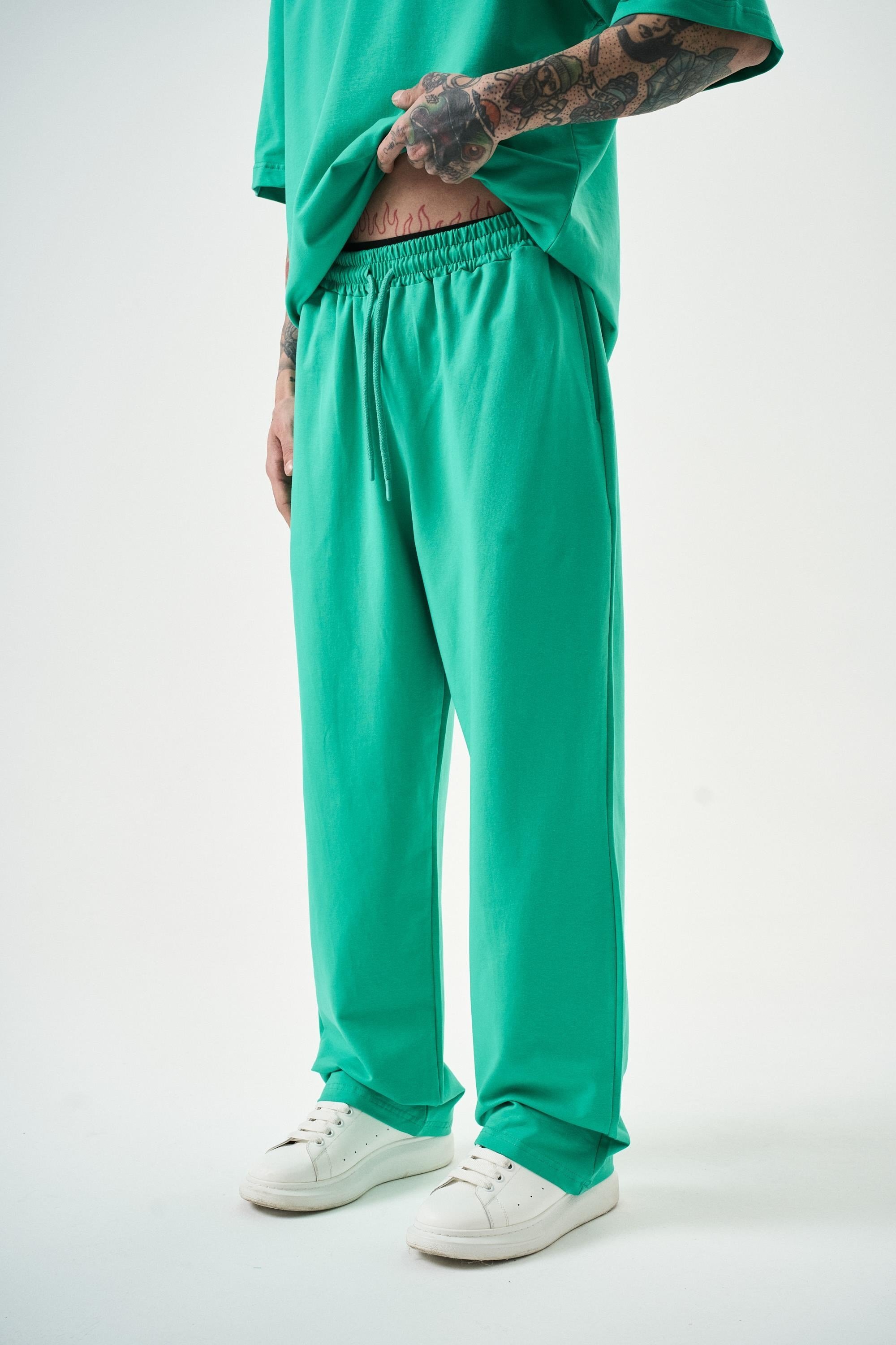 Erkek Basic Baggy Eşofman Altı Yeşil