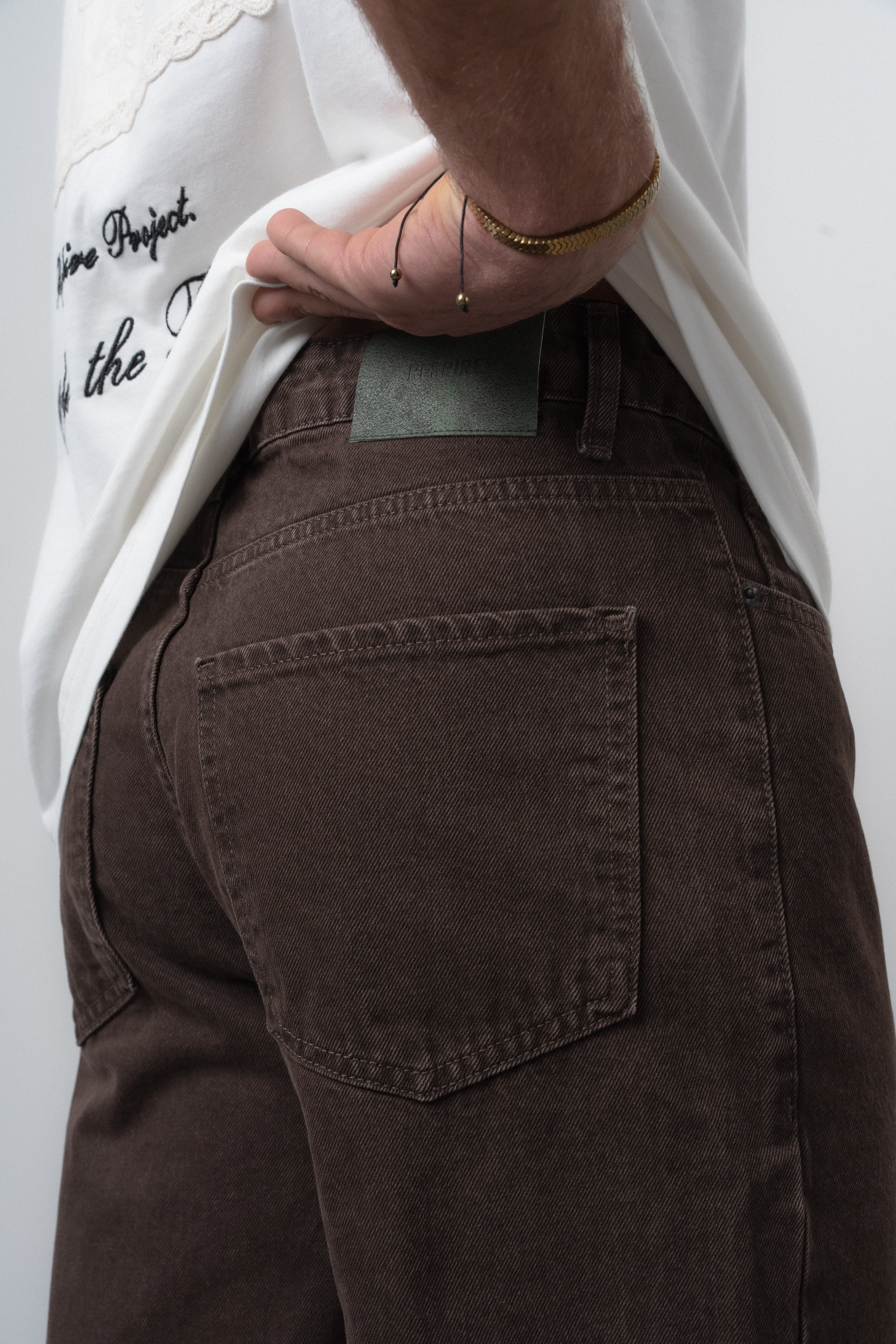 Erkek Basic Baggy Jean Koyu Kahve