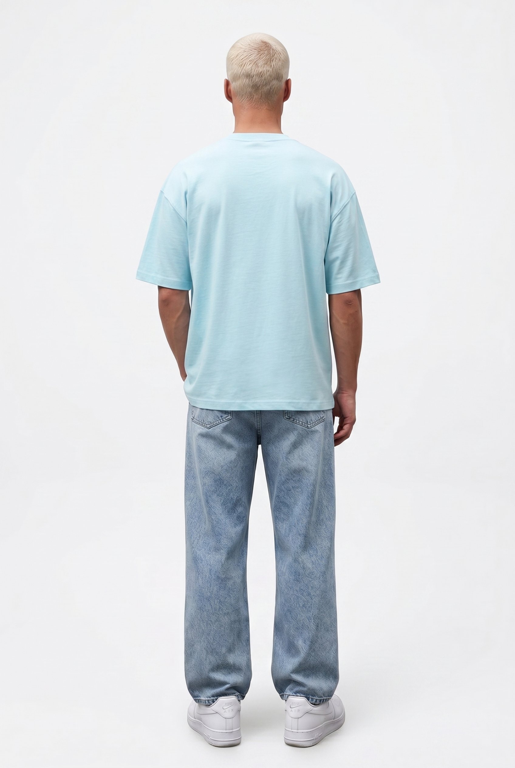 Erkek Basic Oversize T-Shirt Bebe Mavi