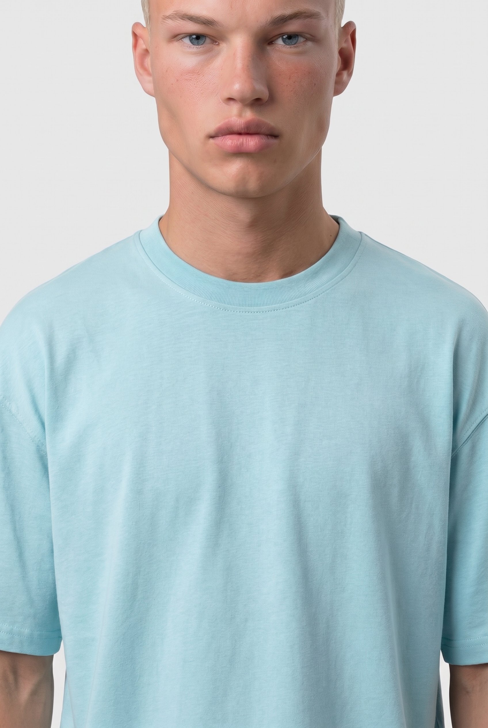 Erkek Basic Oversize T-Shirt Bebe Mavi