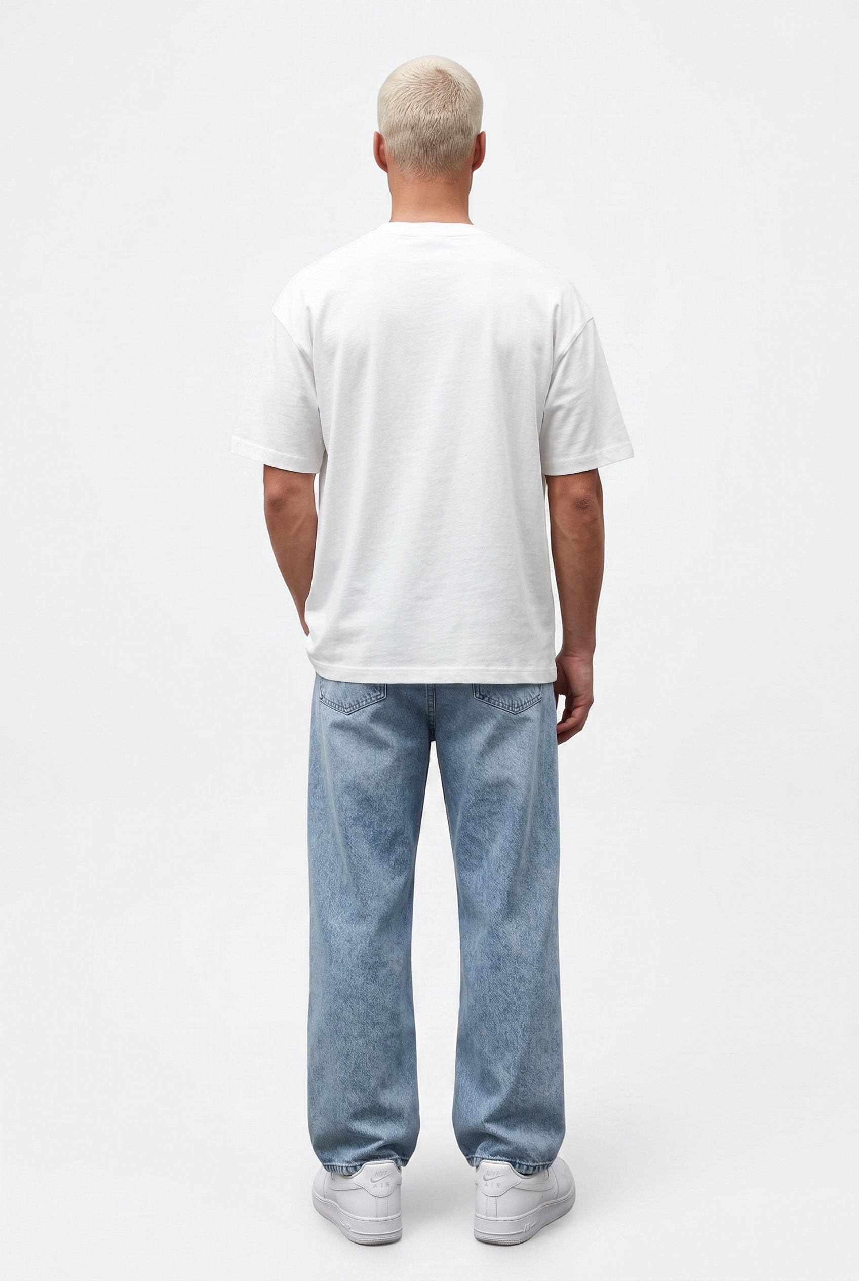 Erkek Basic Oversize T-Shirt Ekru