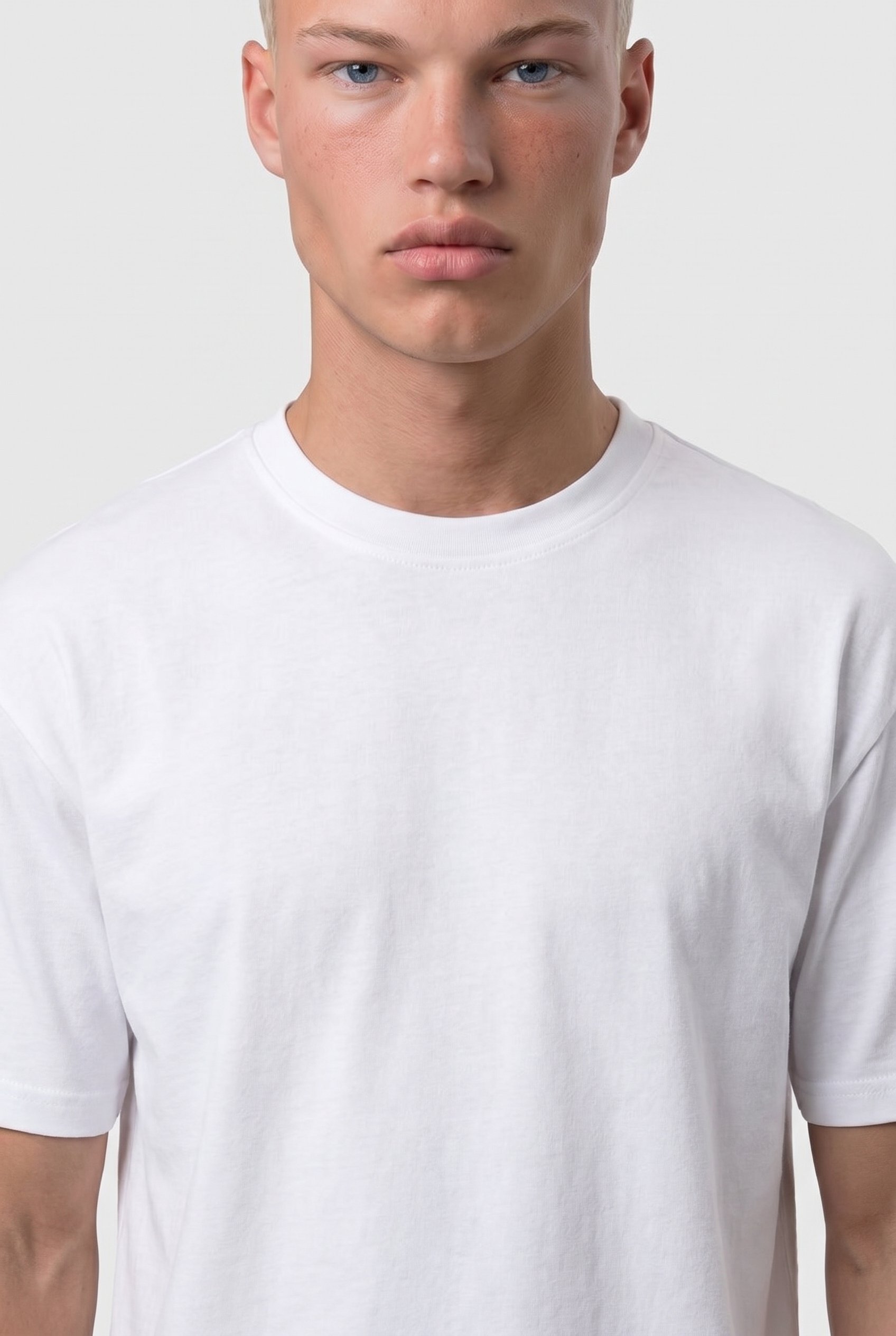 Erkek Basic Oversize T-Shirt Ekru