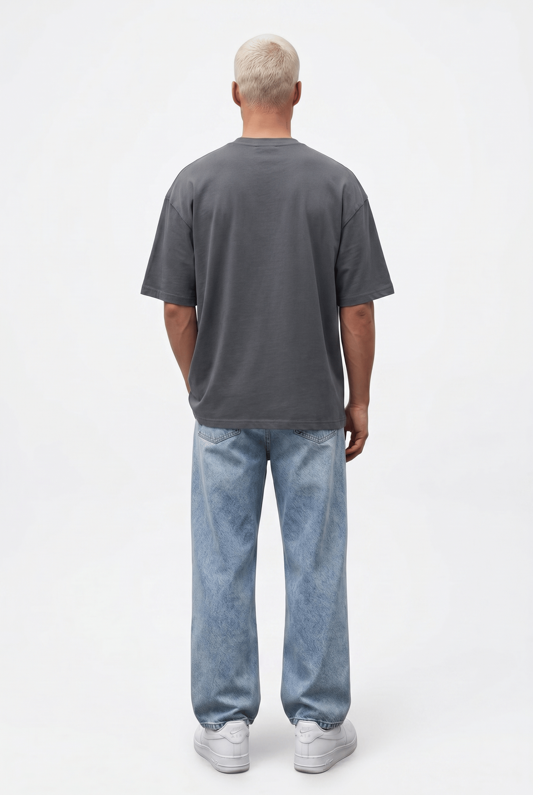 Erkek Basic Oversize T-Shirt Füme