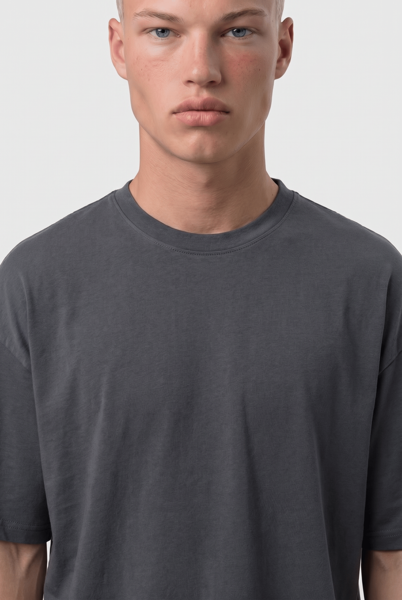 Erkek Basic Oversize T-Shirt Füme