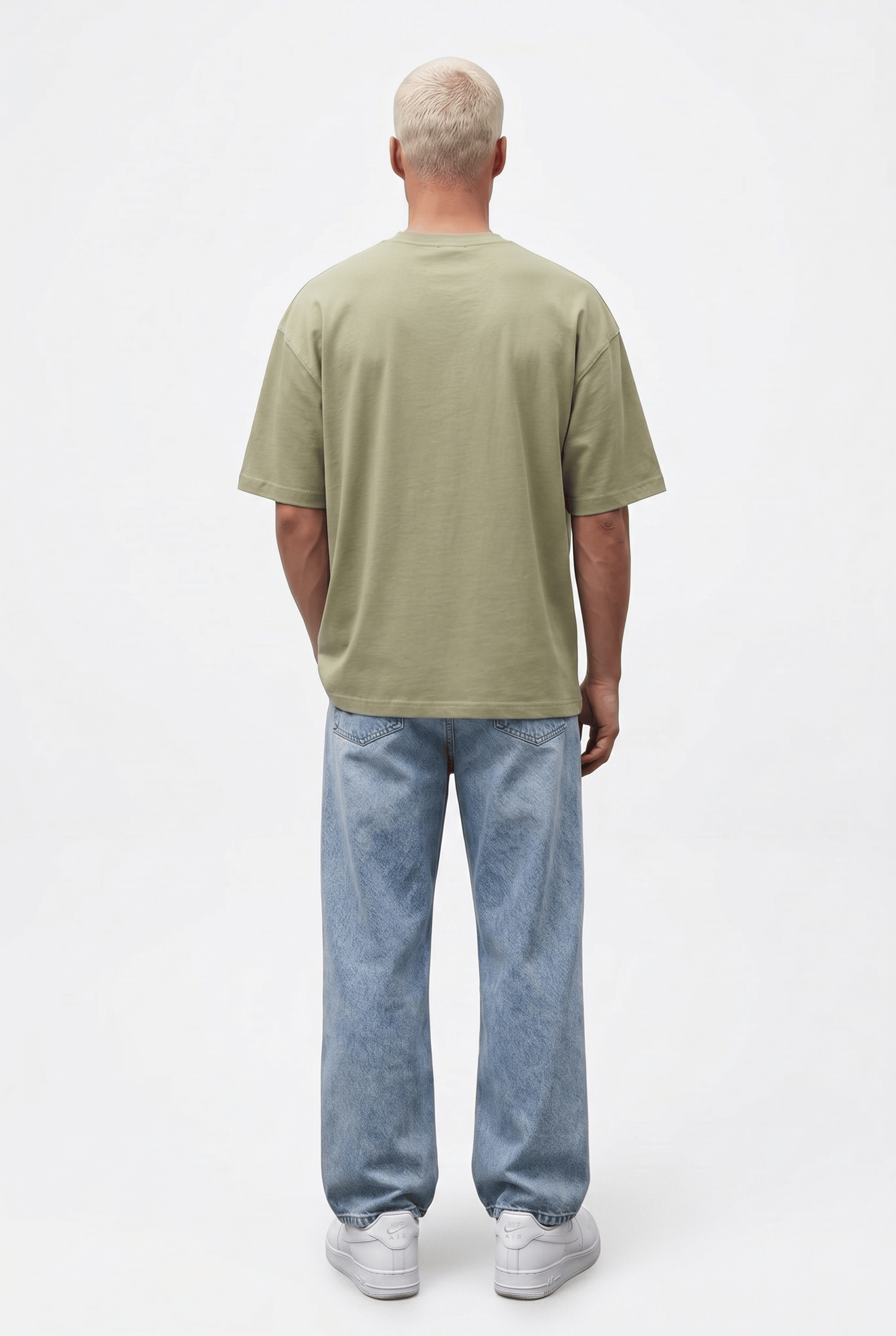 Erkek Basic Oversize T-Shirt Haki