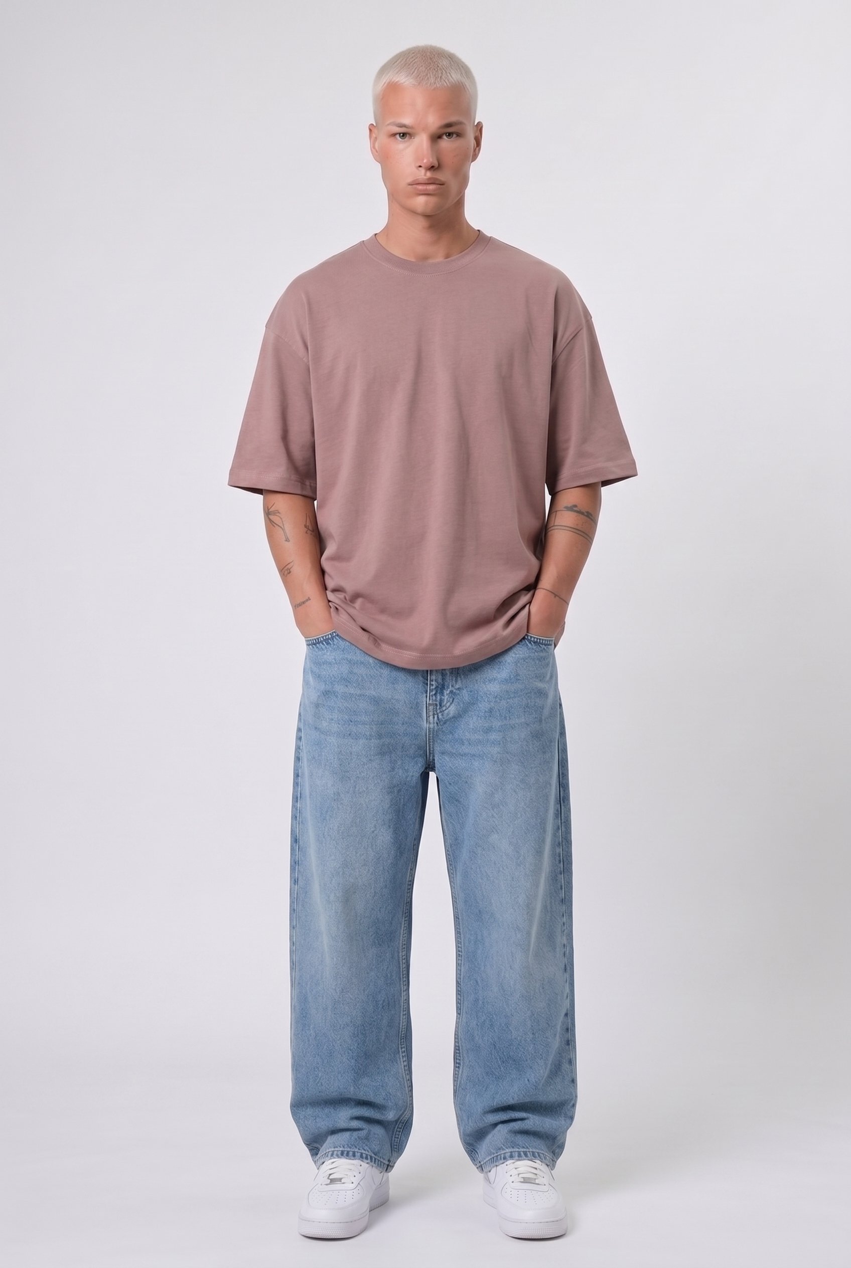 Erkek Basic Oversize T-Shirt Kahve
