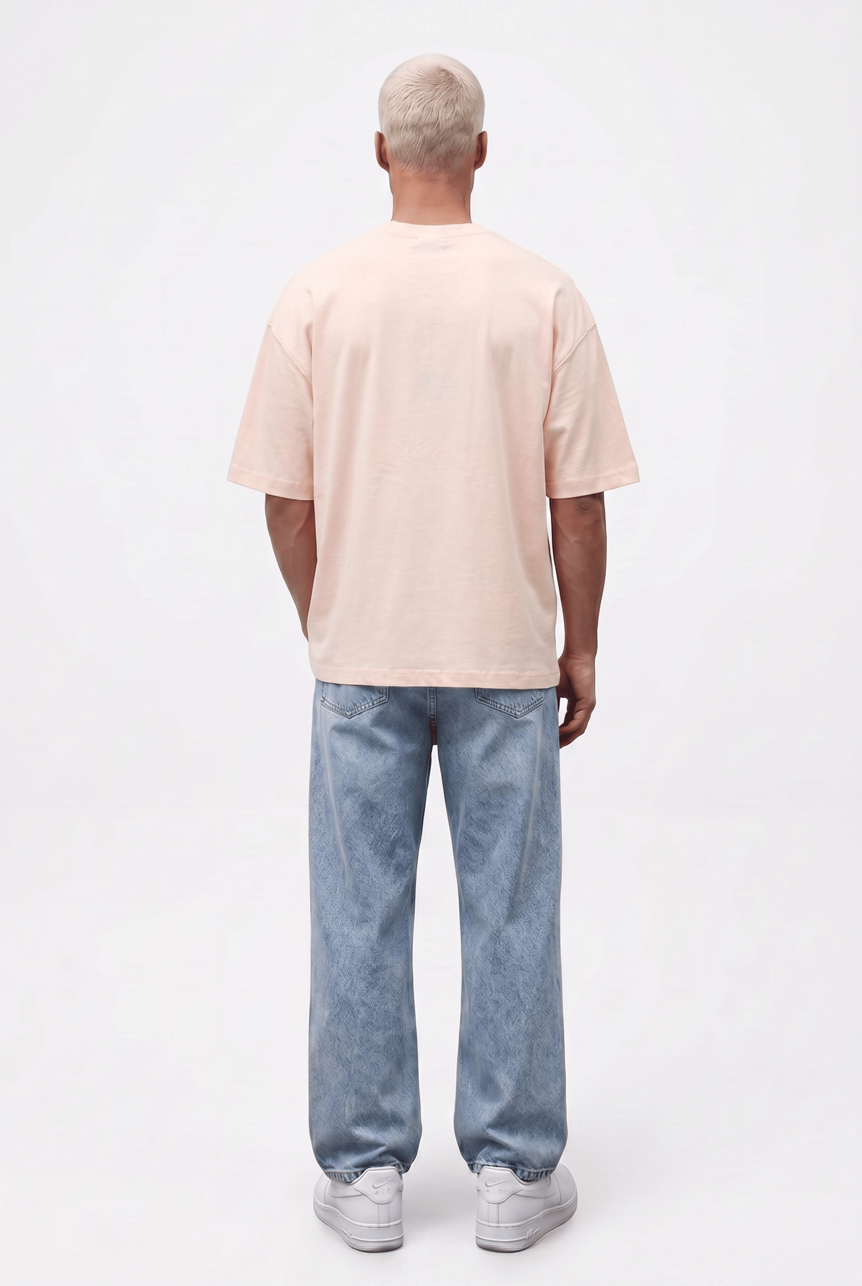 Erkek Basic Oversize T-Shirt Pembe