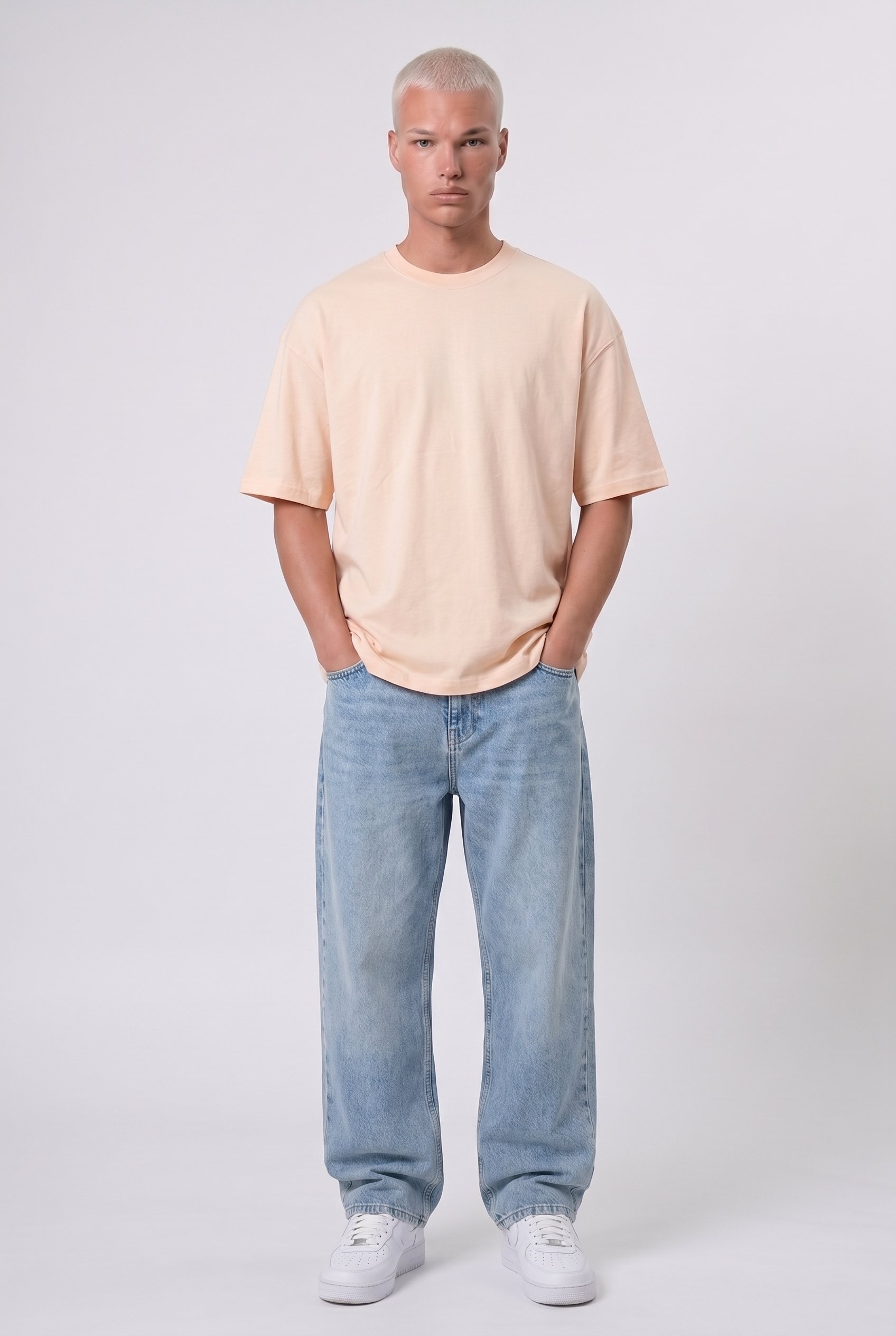 Erkek Basic Oversize T-Shirt Pembe