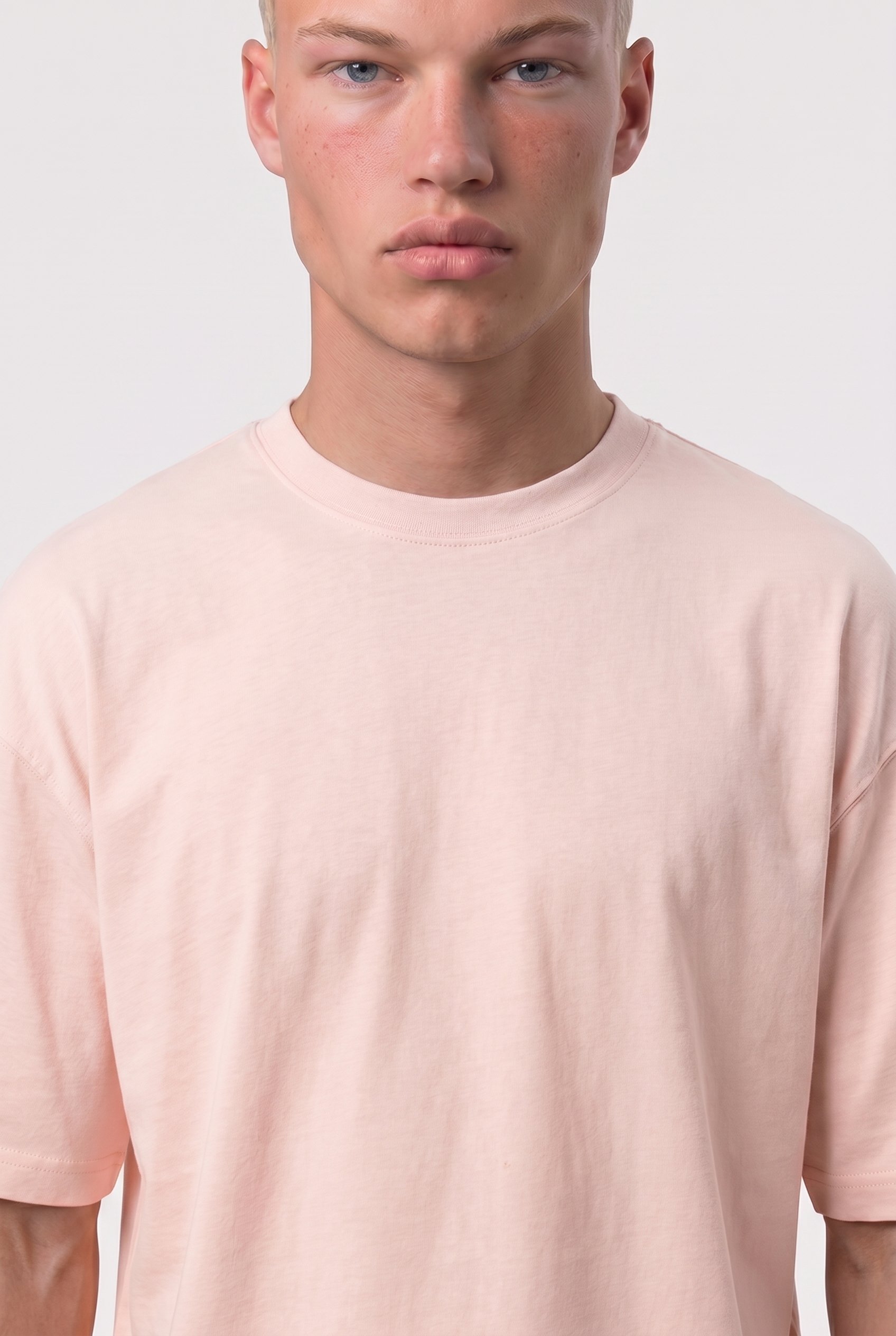 Erkek Basic Oversize T-Shirt Pembe