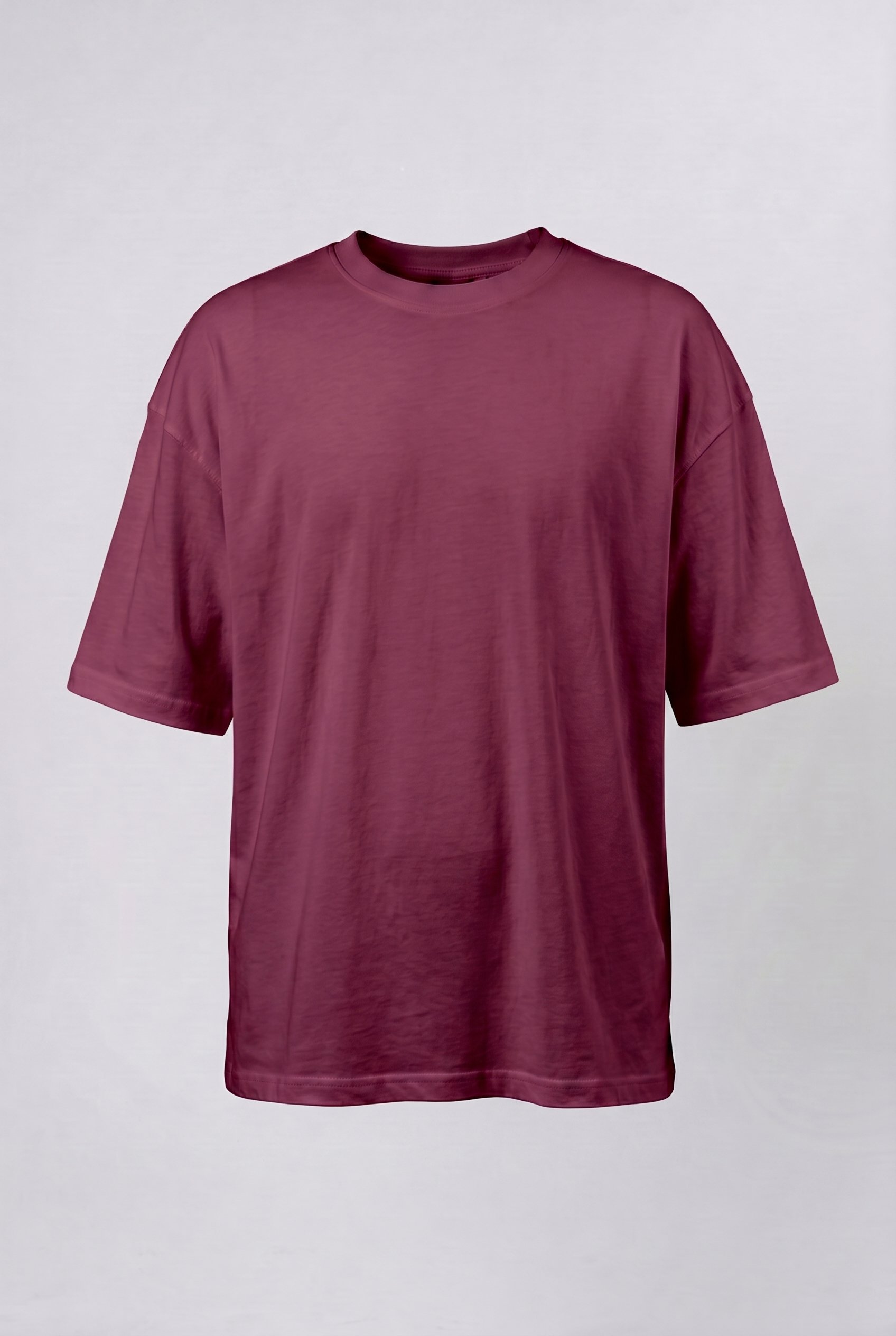 Erkek Basic Oversize T-Shirt Vişne