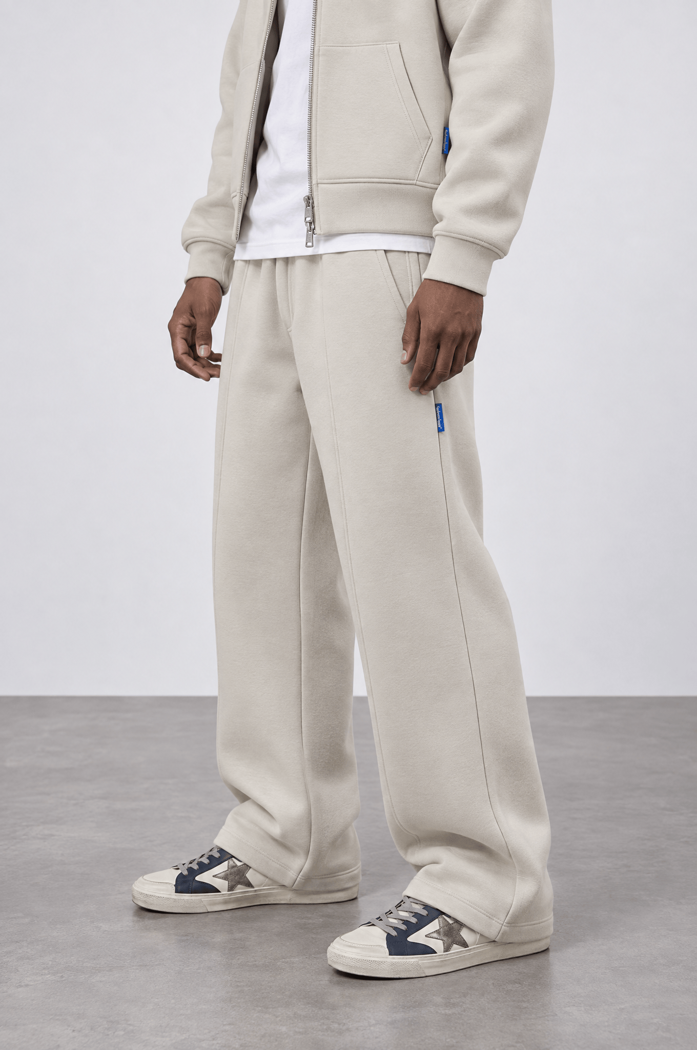 Erkek Basic Panda Baggy Eşofman Altı Bej