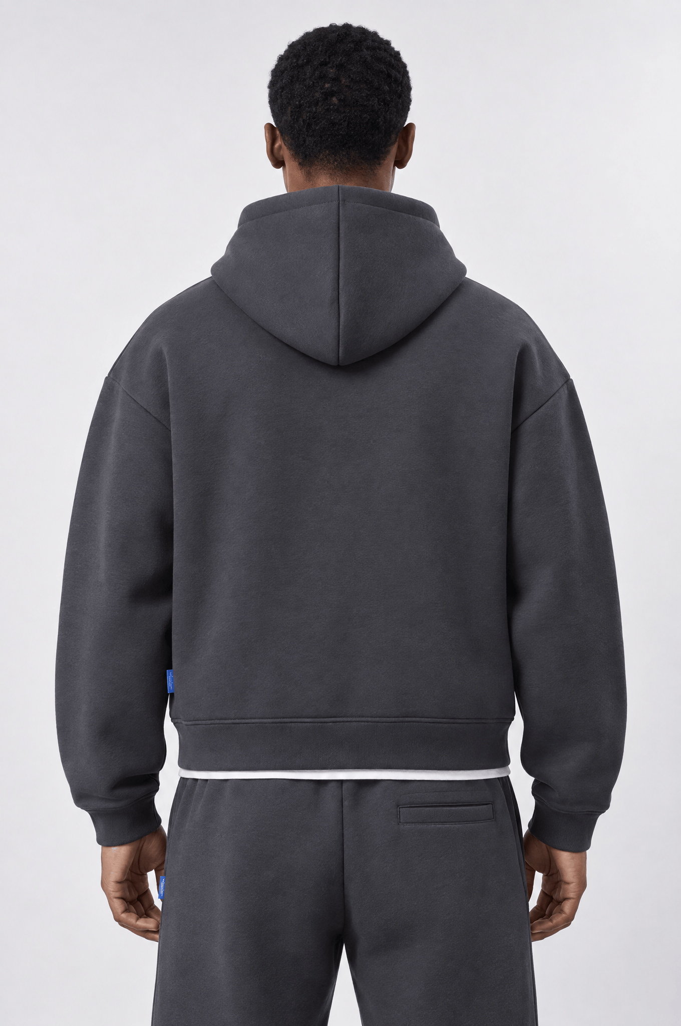 Erkek Basic Panda Oversize Zip Füme