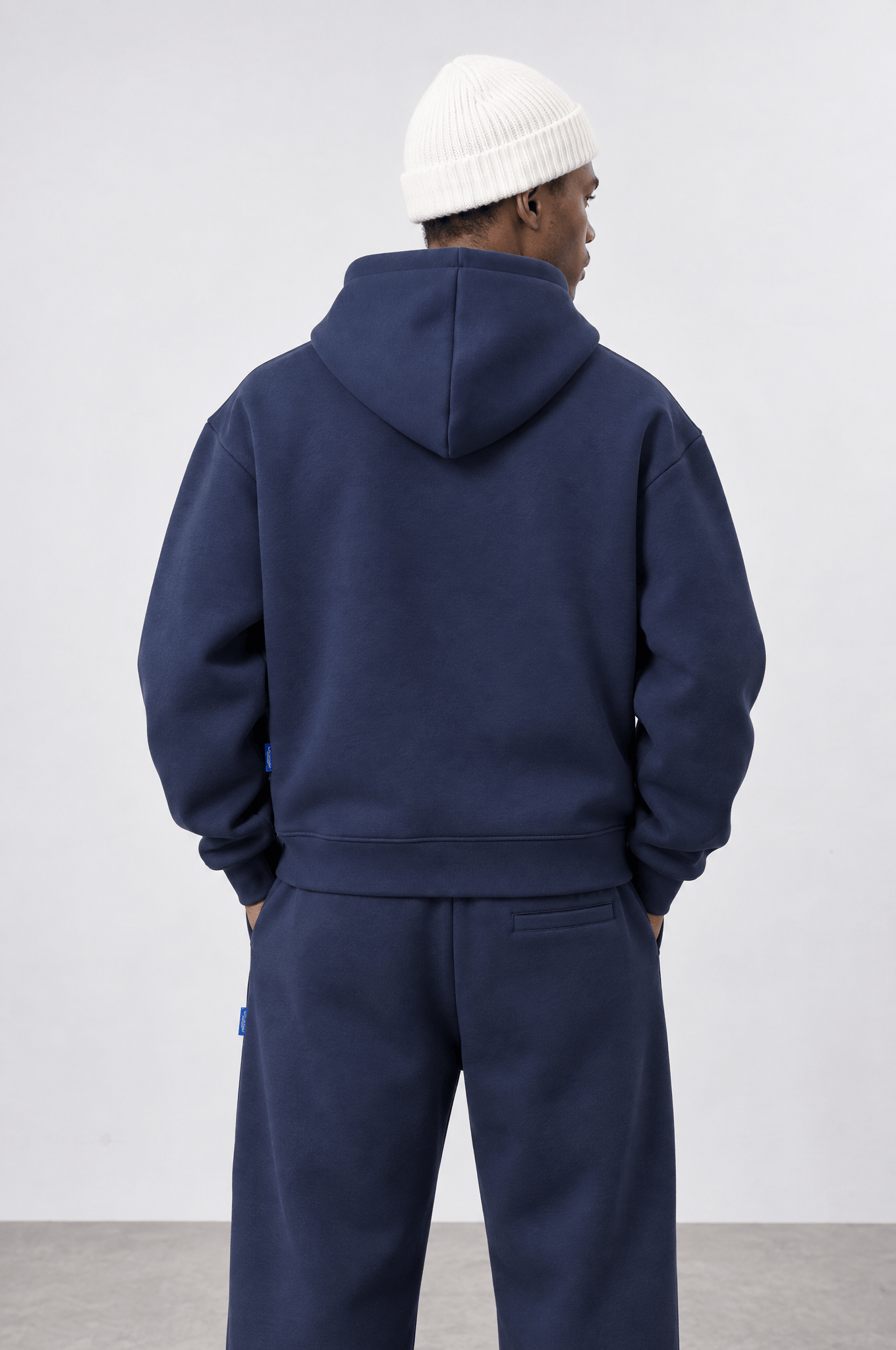 Erkek Basic Panda Oversize Zip Lacivert