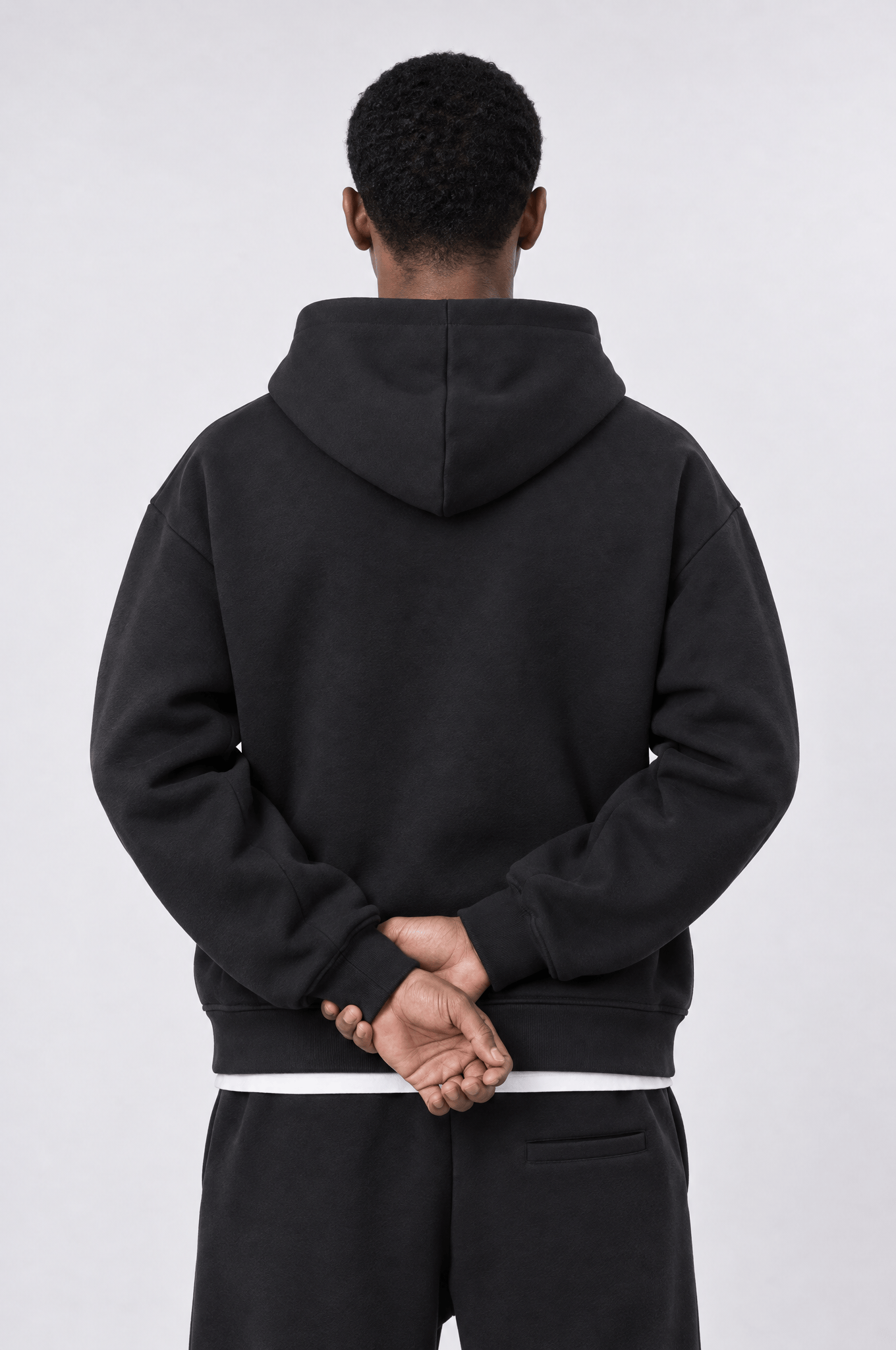 Erkek Basic Panda Oversize Zip Siyah