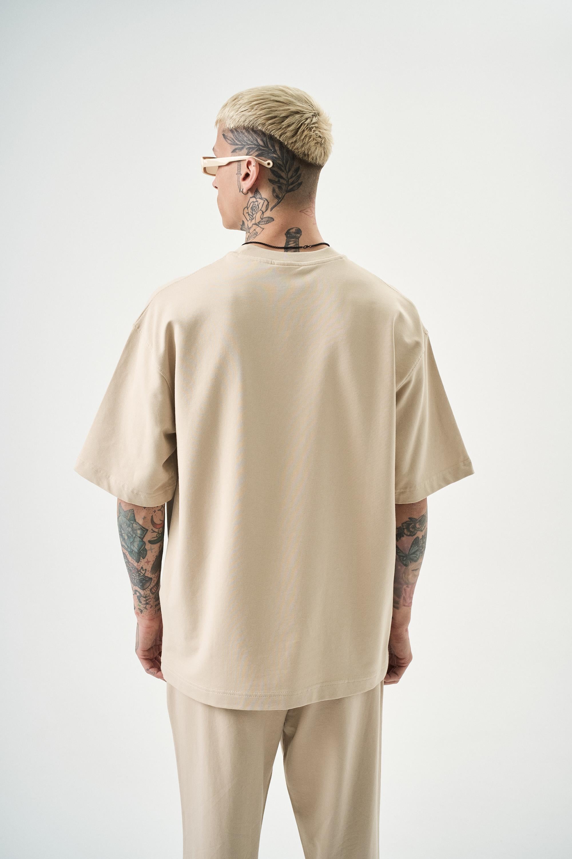 Erkek Basic T-Shirt Bej