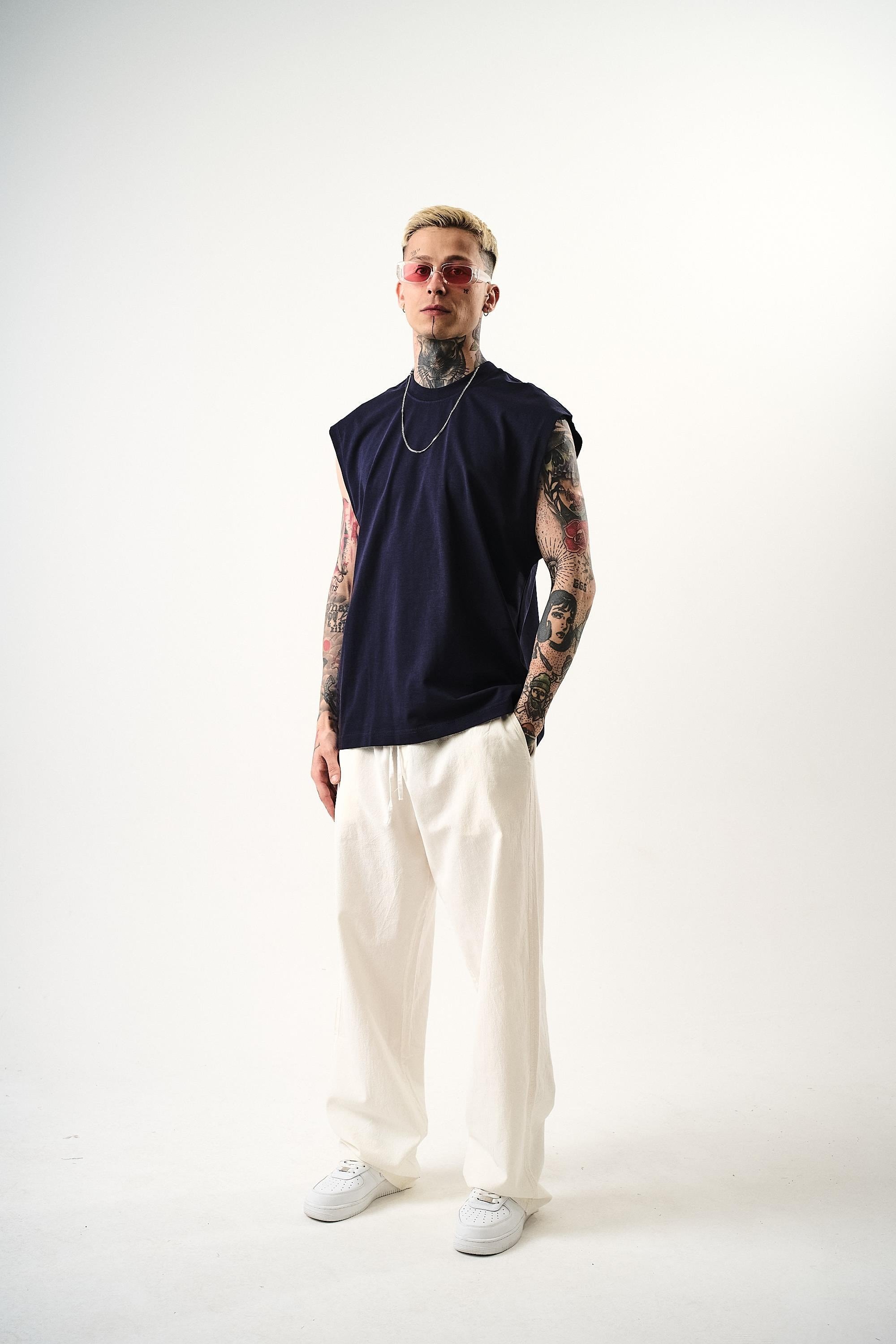Erkek Basic Tank Top Atlet İndigo