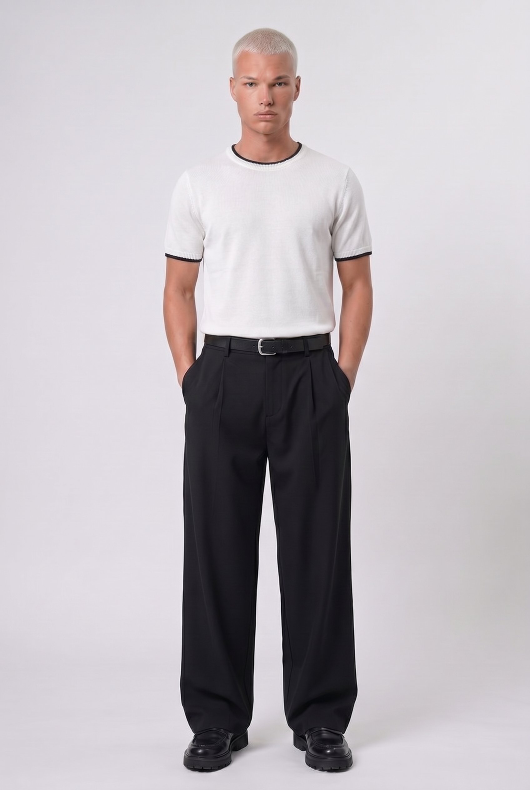 Erkek Bisiklet Yaka Regular Fit Triko T-Shirt Ekru