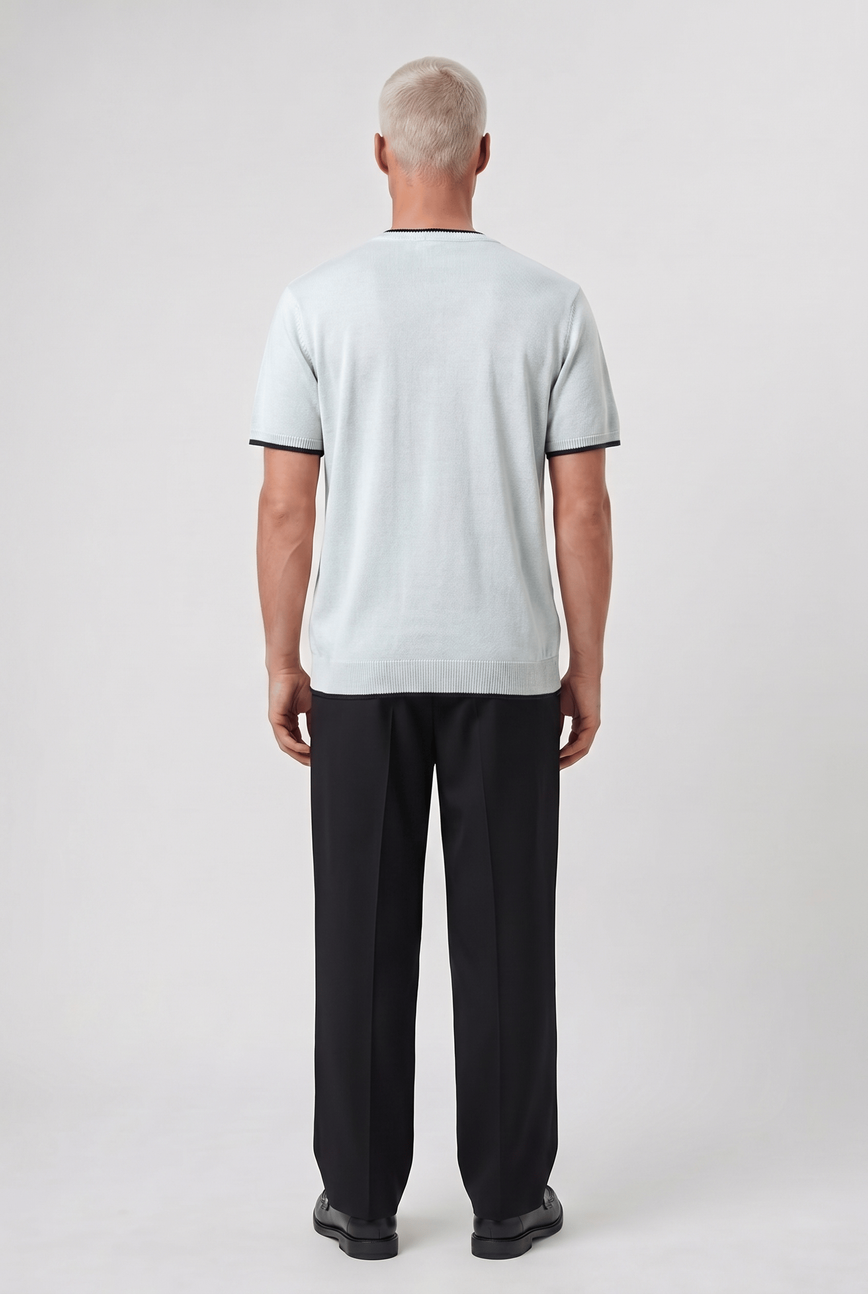 Erkek Bisiklet Yaka Regular Fit Triko T-Shirt Bebe Mavi