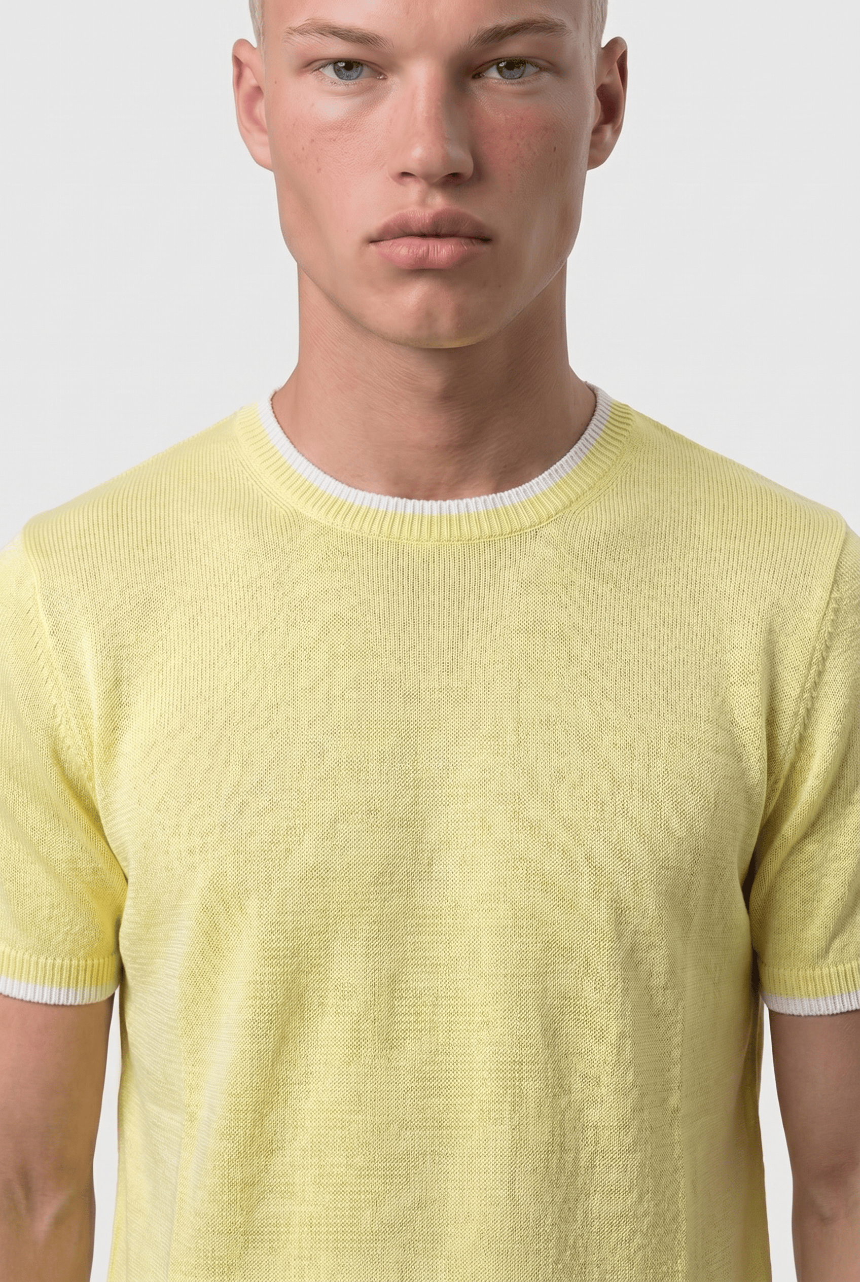 Erkek Bisiklet Yaka Regular Fit Triko T-Shirt Sarı