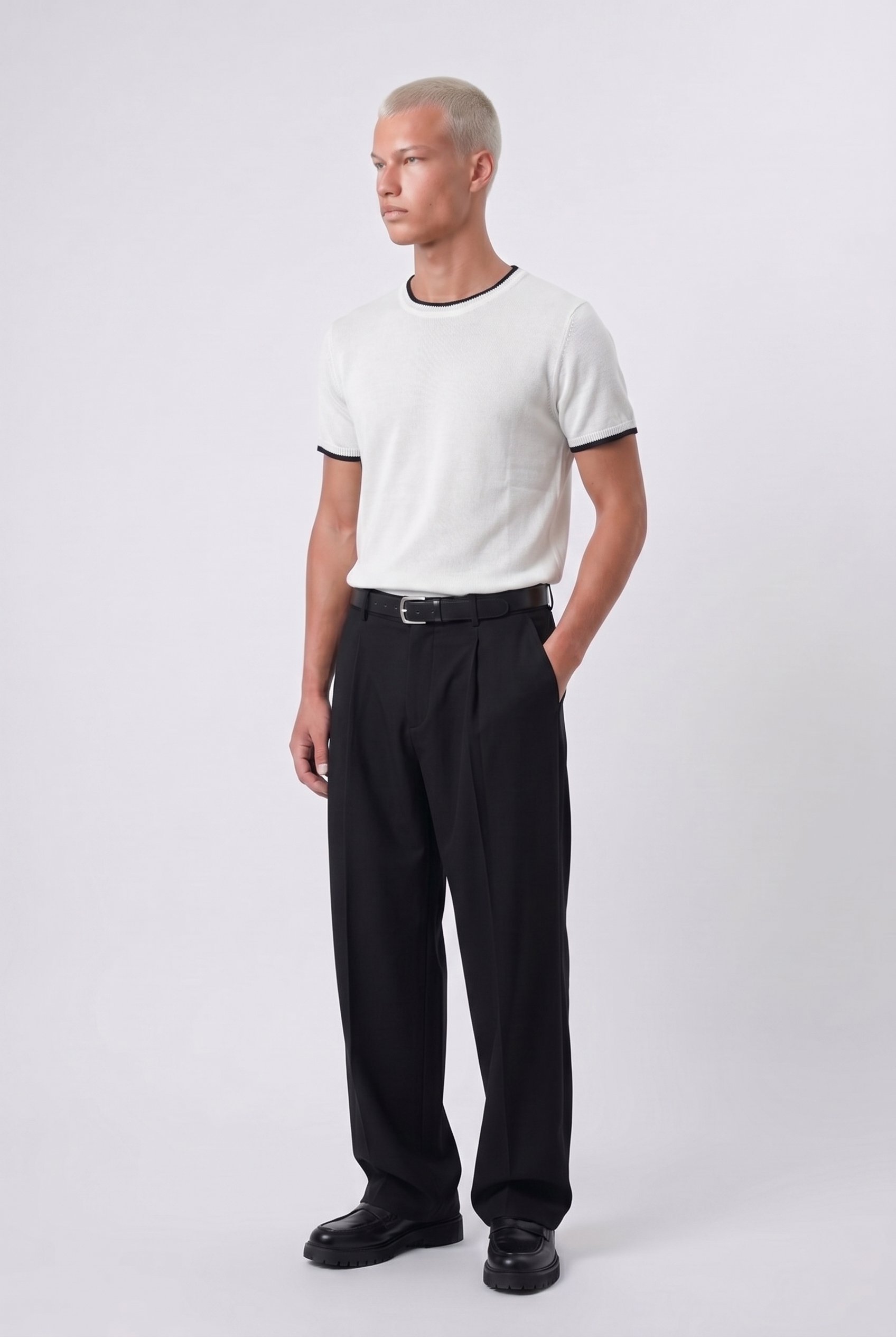 Erkek Bisiklet Yaka Regular Fit Triko T-Shirt Ekru