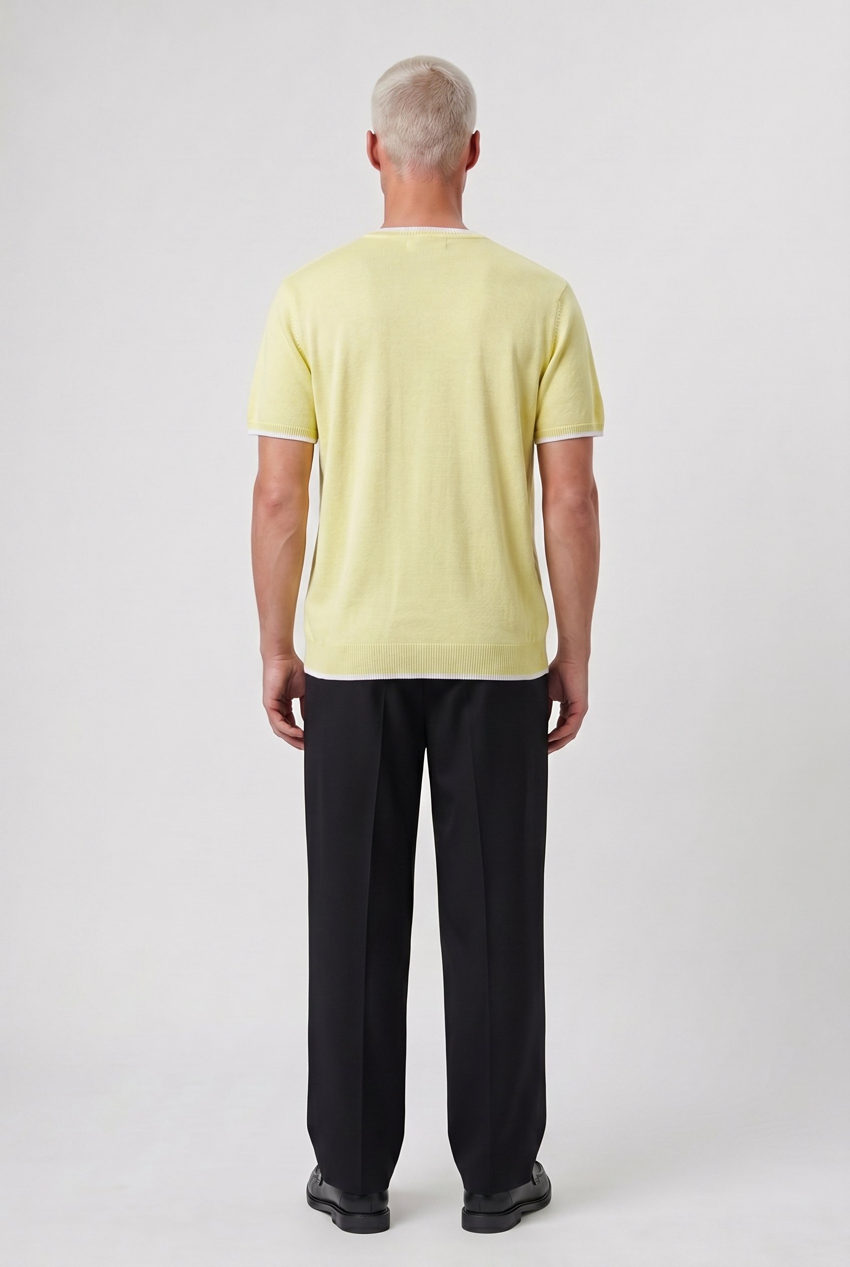 Erkek Bisiklet Yaka Regular Fit Triko T-Shirt Sarı