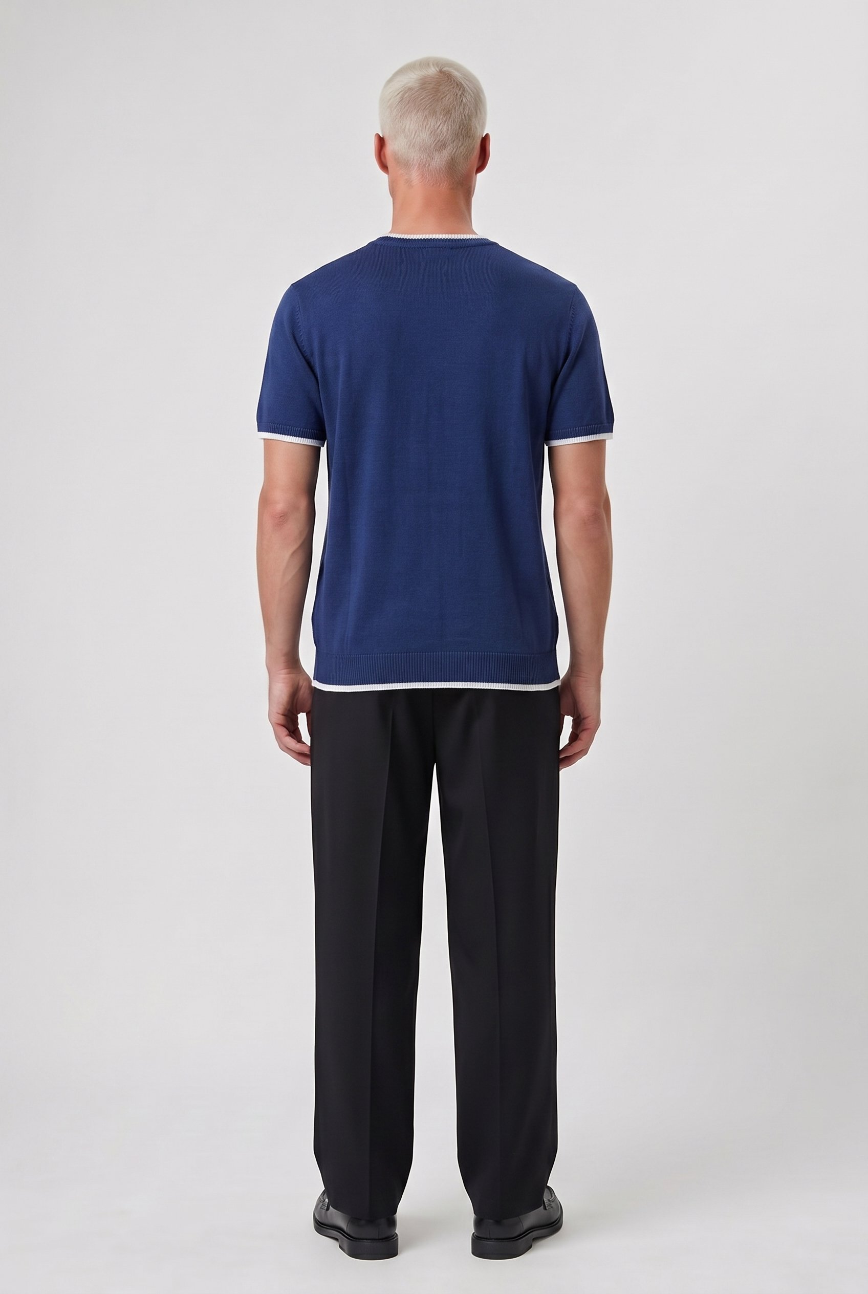 Erkek Bisiklet Yaka Regular Fit Triko T-Shirt Lacivert