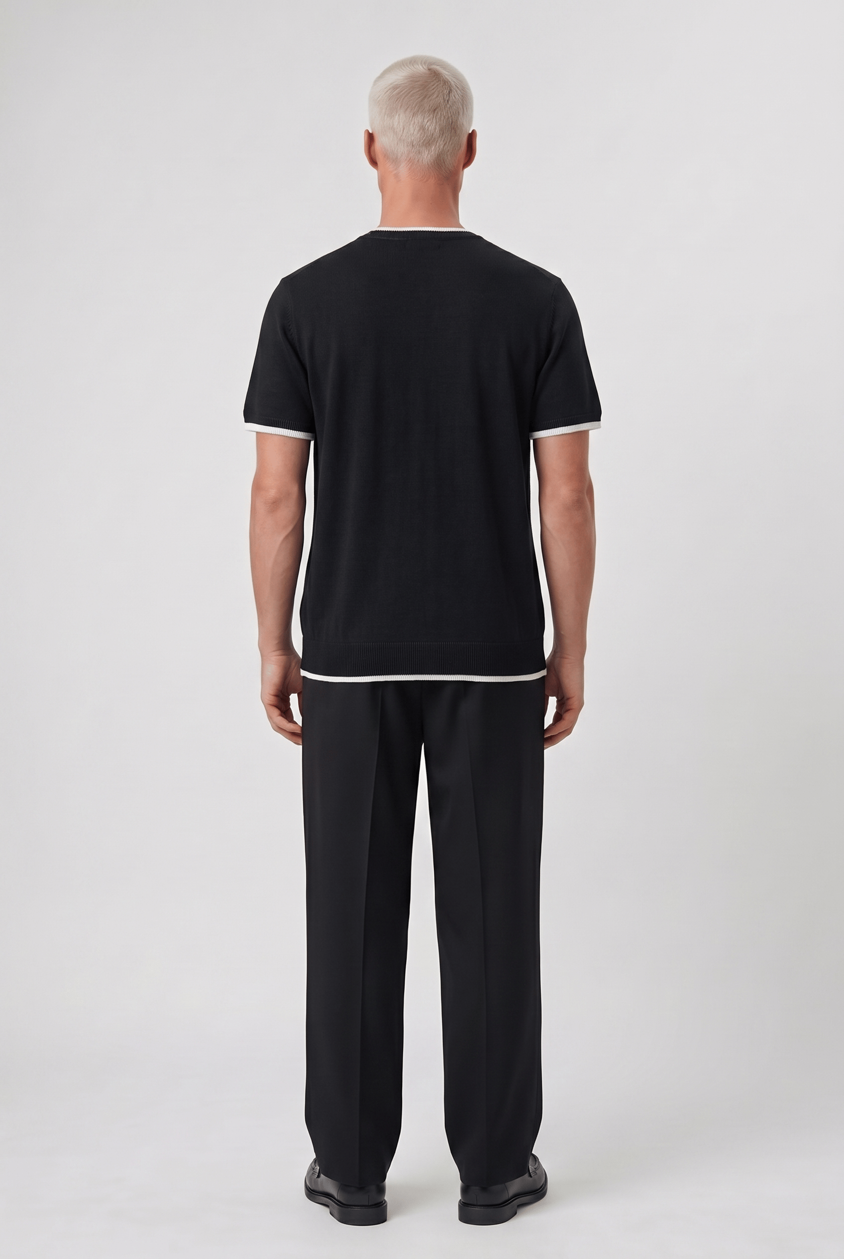 Erkek Bisiklet Yaka Regular Fit Triko T-Shirt Siyah