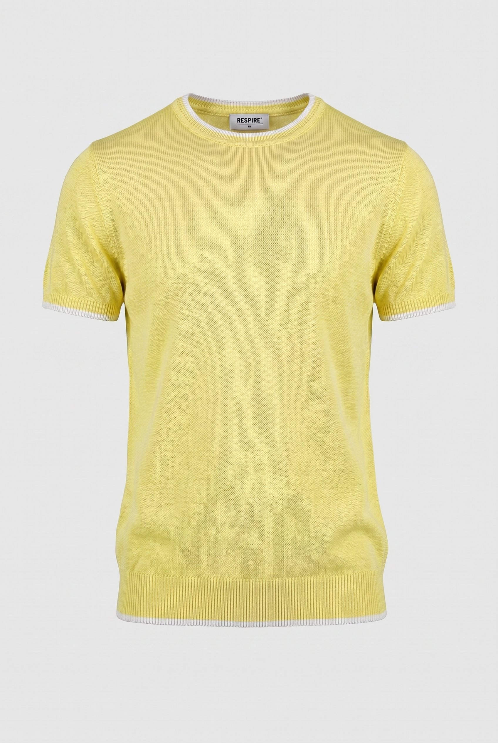 Erkek Bisiklet Yaka Regular Fit Triko T-Shirt Sarı