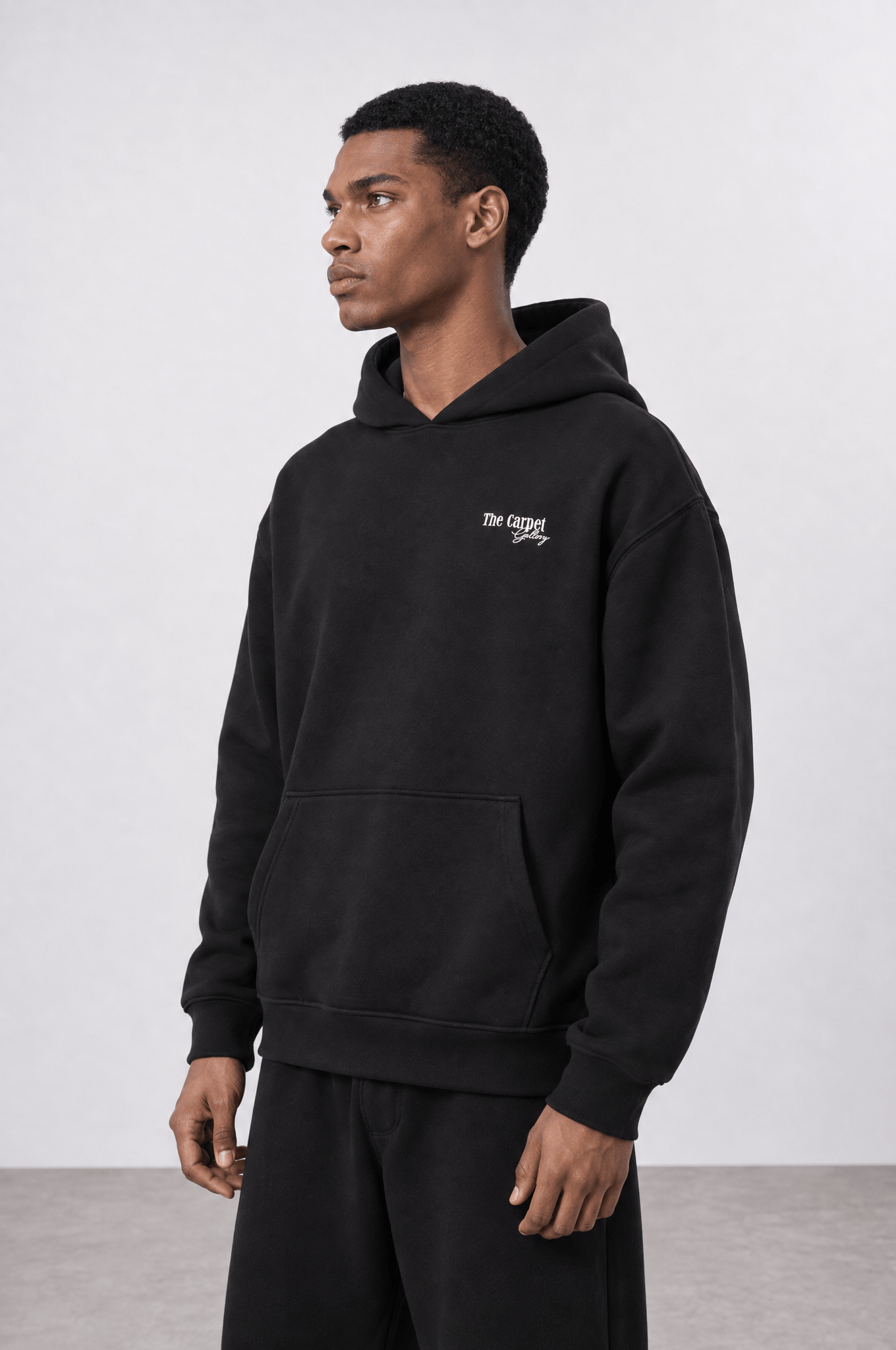 Erkek Carpet Patch Detaylı Oversize Hoodie Siyah
