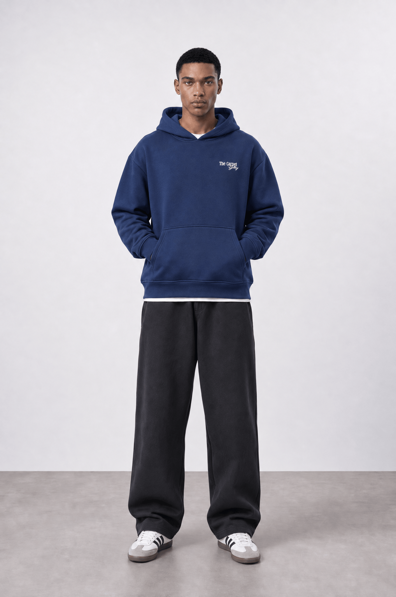 Erkek Carpet Patch Detaylı Oversize Hoodie Lacivert
