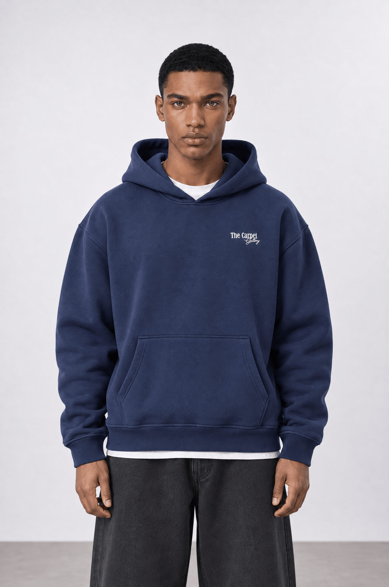 Erkek Carpet Patch Detaylı Oversize Hoodie Lacivert