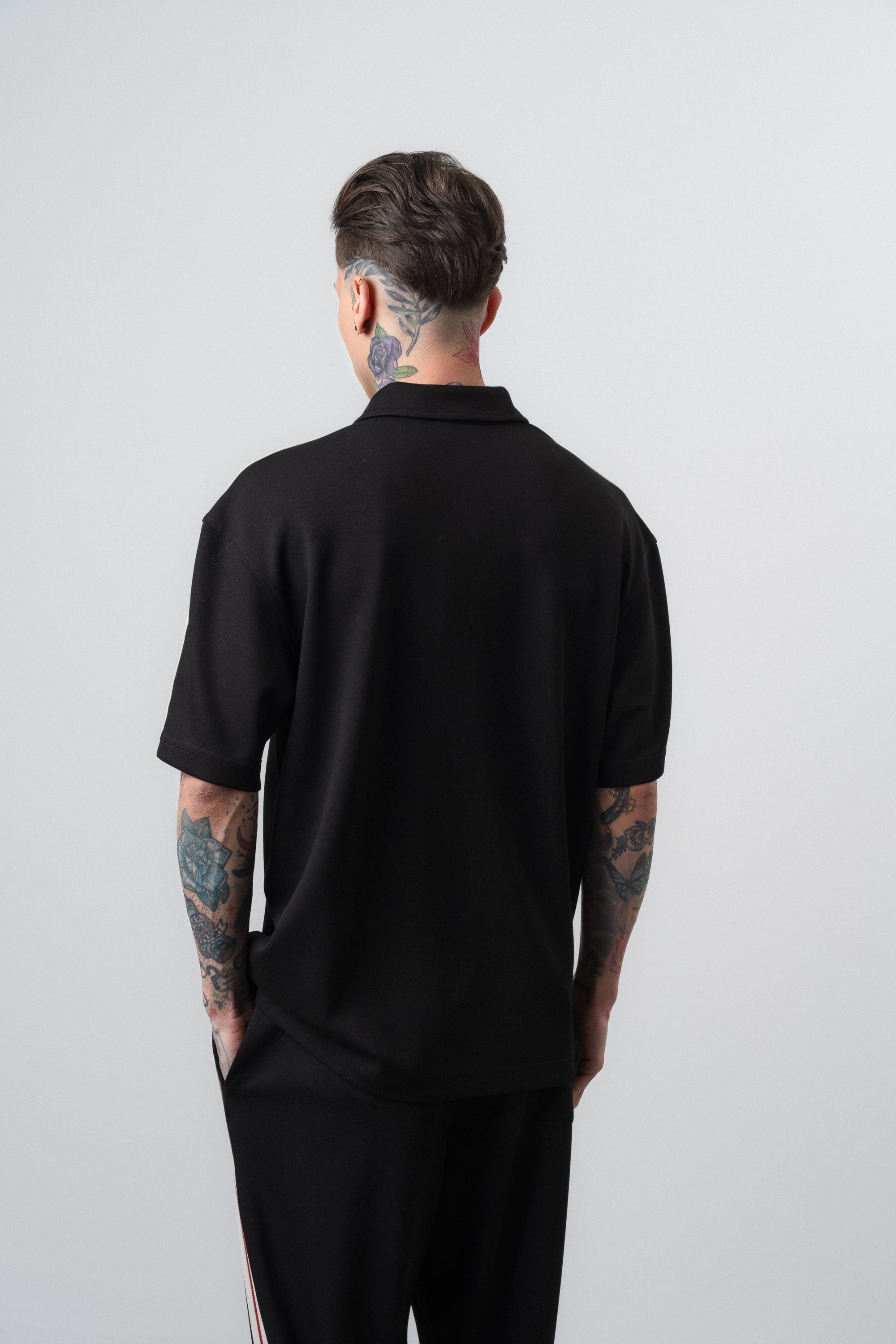 Erkek Champ Şerit Detaylı Regular Fit T-Shirt Siyah