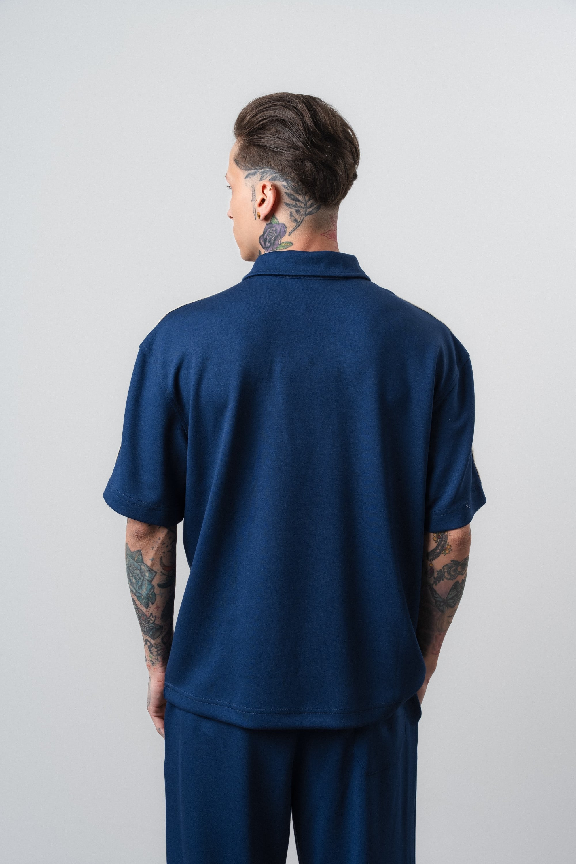 Erkek Champ Şerit Detaylı Regular Fit T-Shirt Lacivert