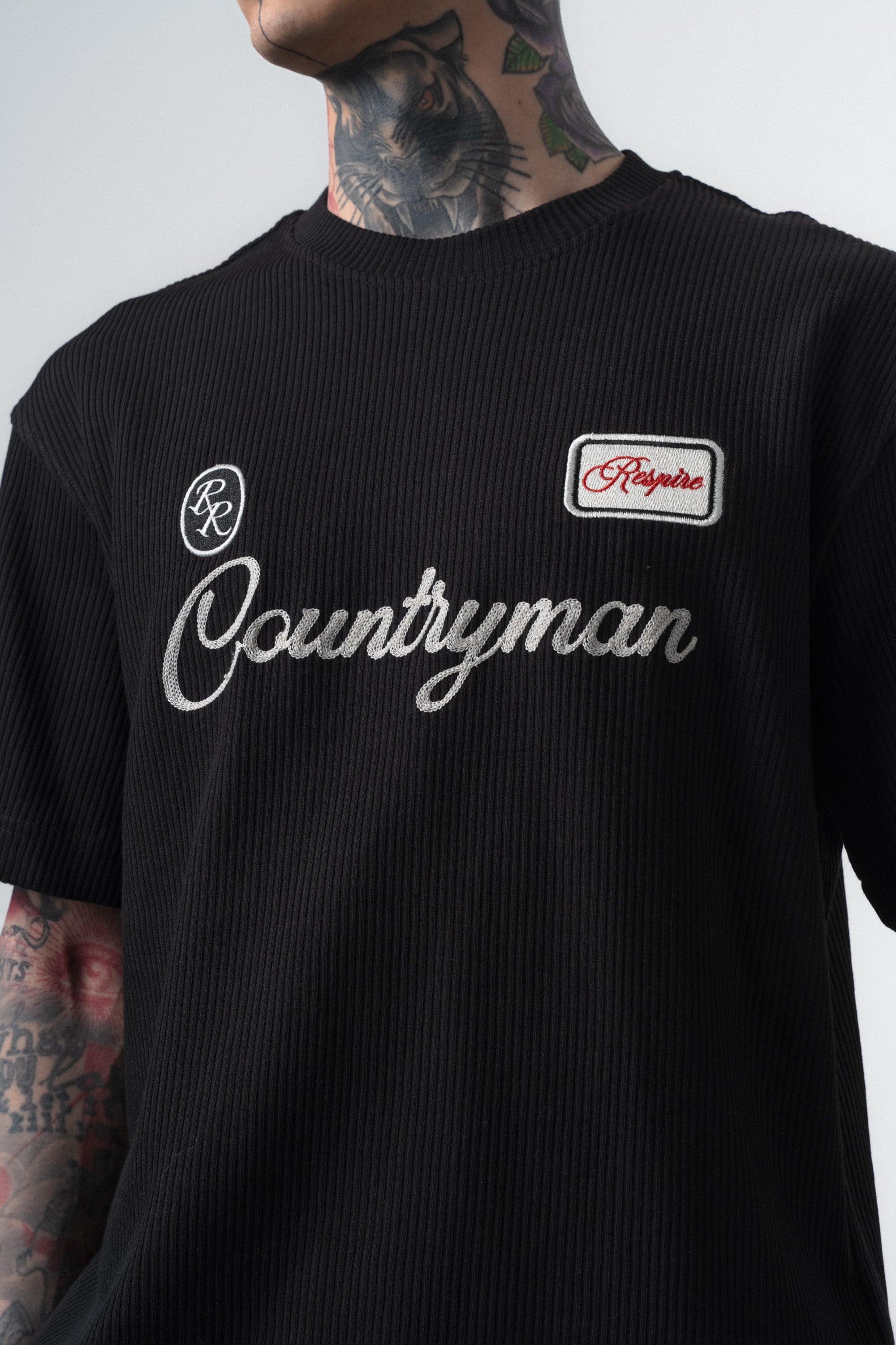 Erkek Countryman Nakışlı Regular Fit T-Shirt Siyah