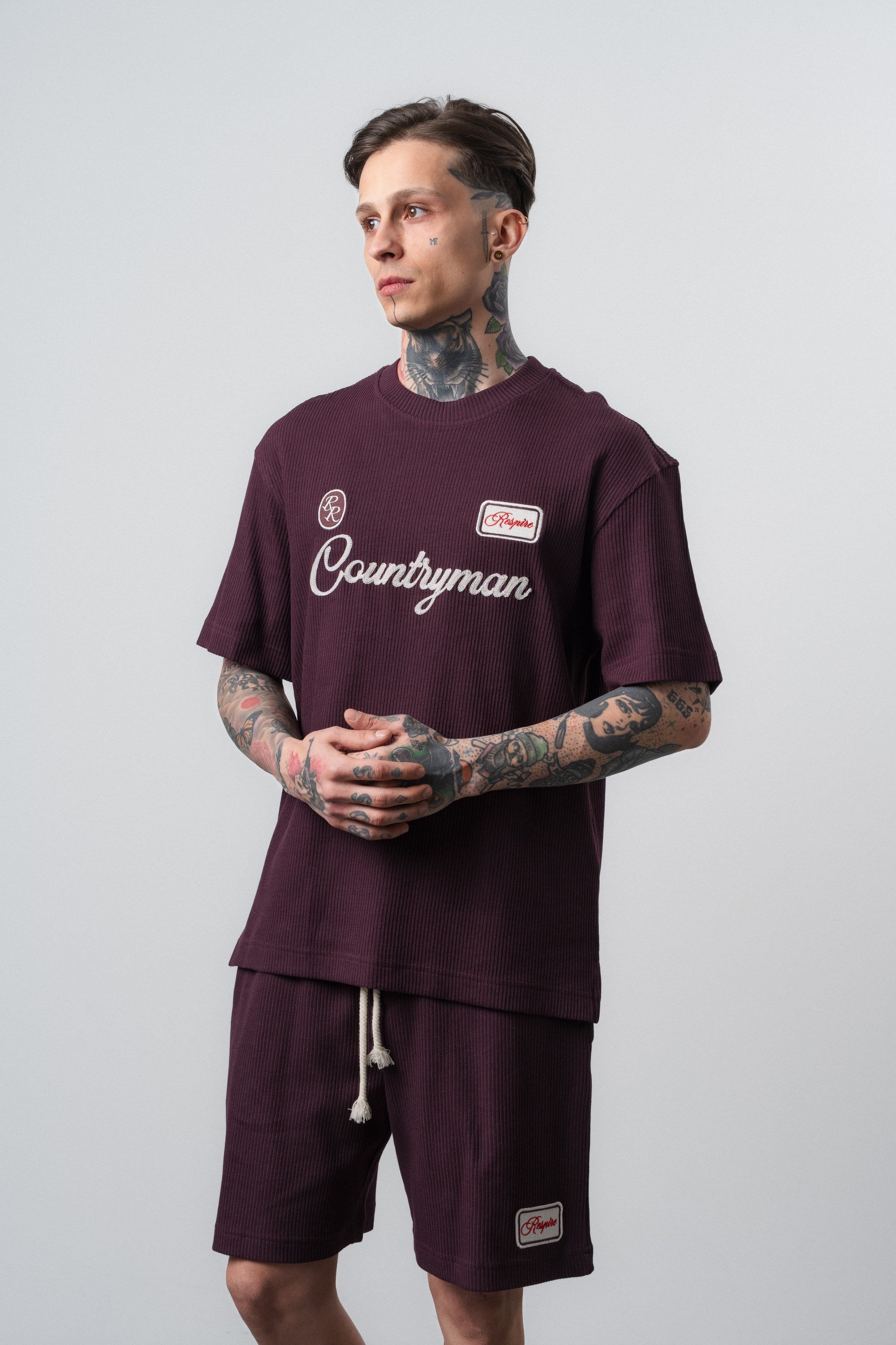 Erkek Countryman Nakışlı Regular Fit T-Shirt Bordo
