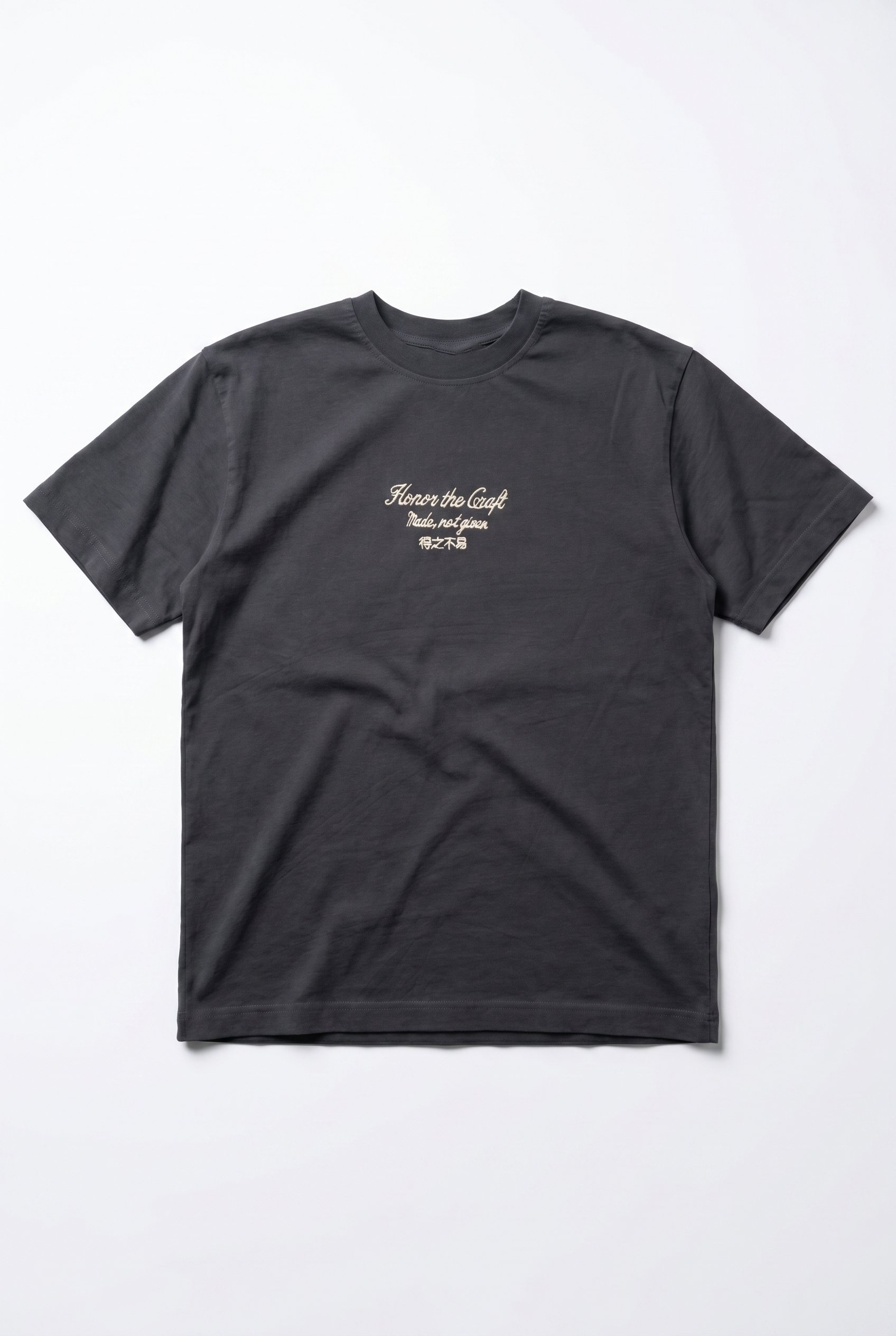 Erkek Craft Nakış Detaylı Oversize T-Shirt Füme
