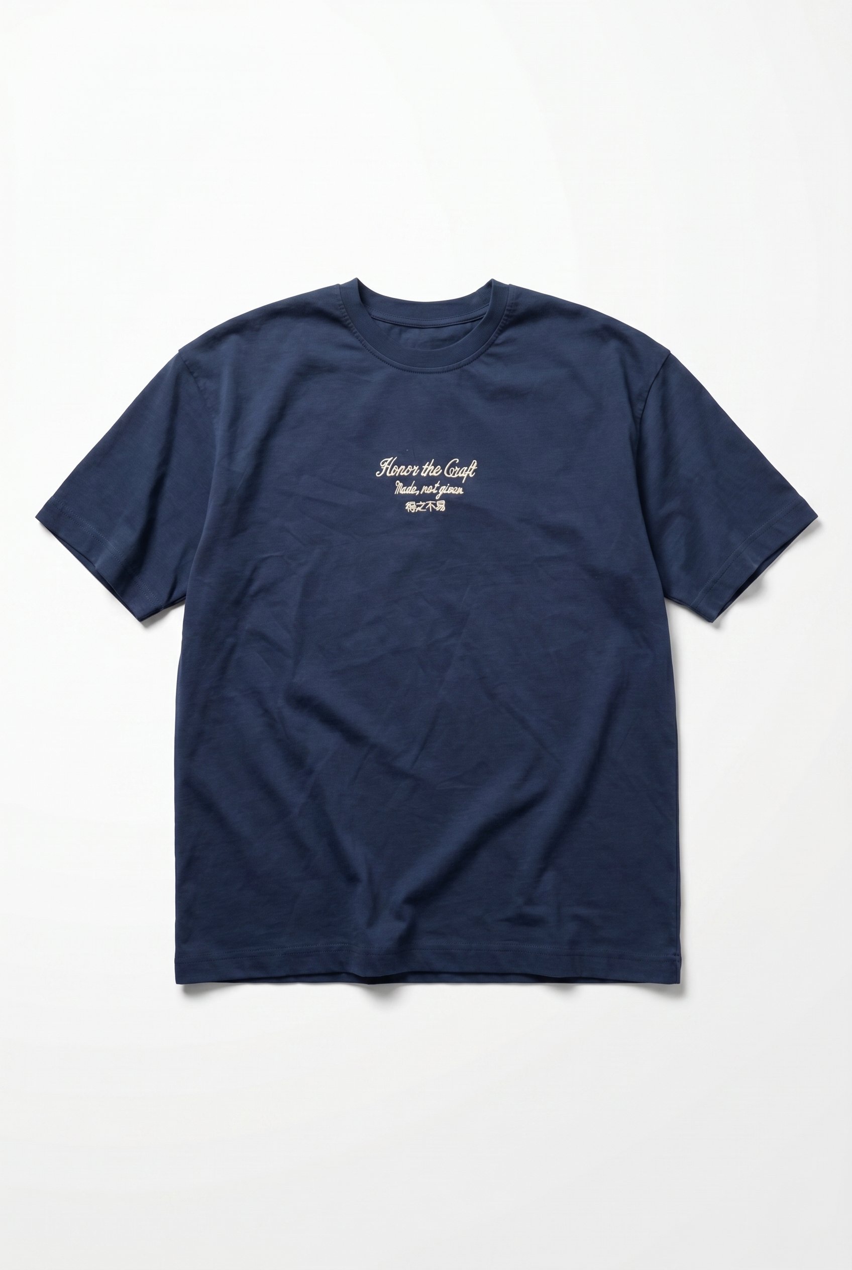 Erkek Craft Nakış Detaylı Oversize T-Shirt Lacivert