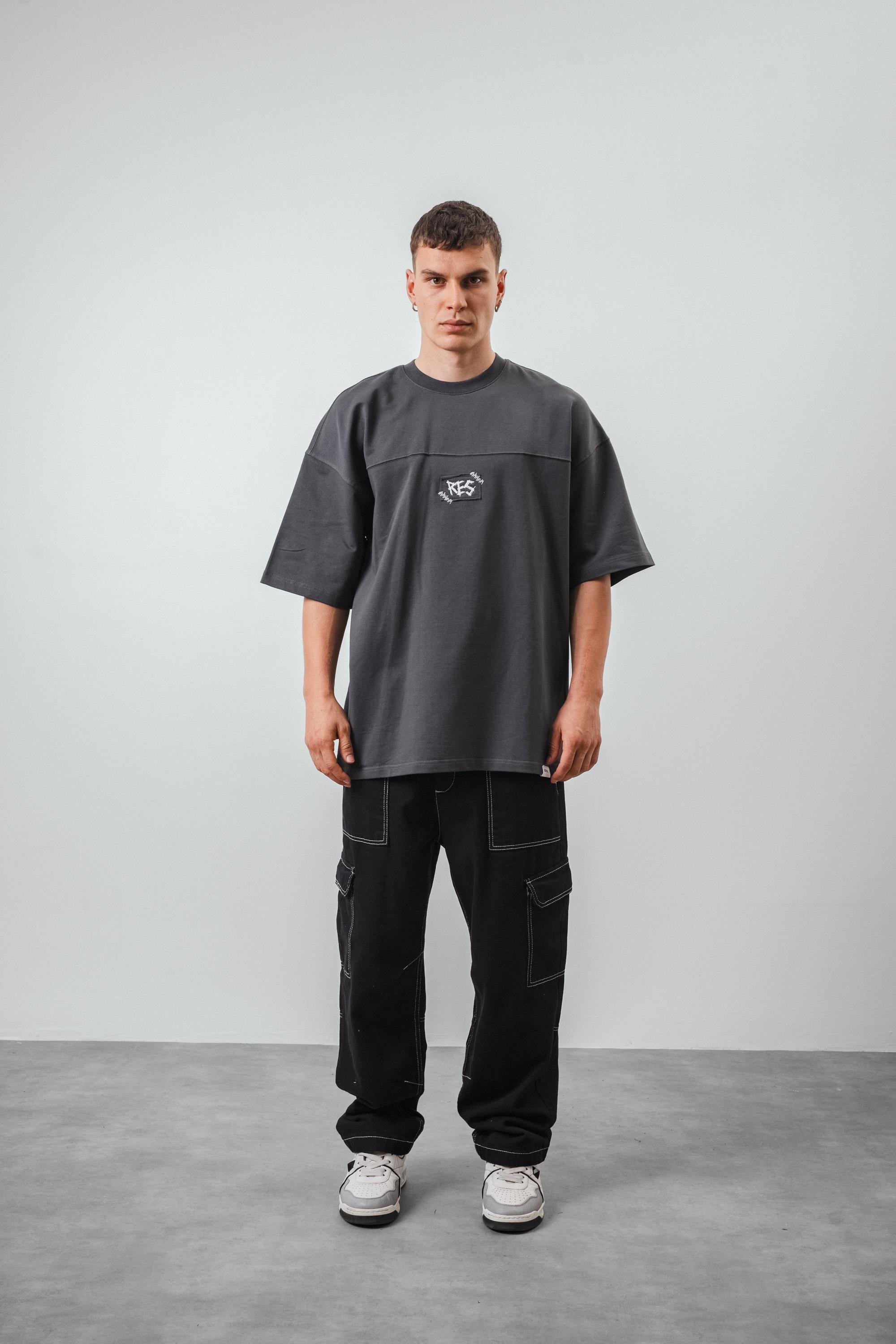 Erkek Creative Dep. Yazılı Oversize T-Shirt Siyah