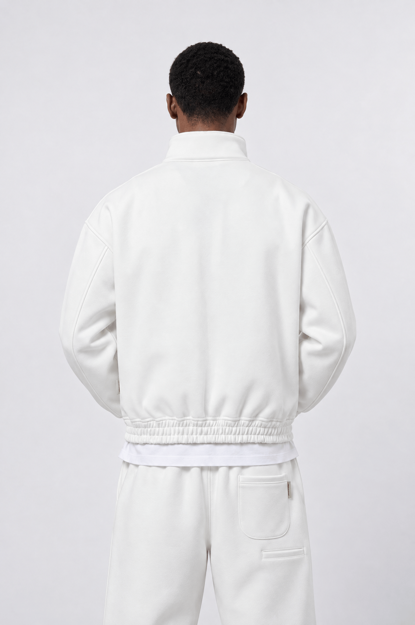 Erkek Crop Fit Panda Oversize Zip Ekru