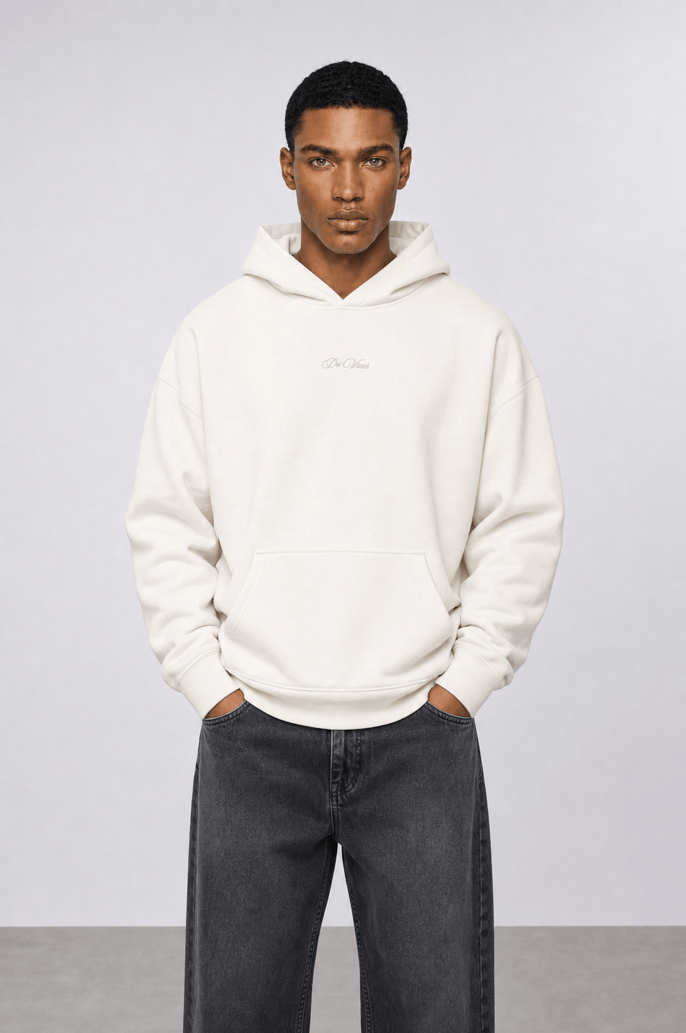 Erkek Da Vinci Baskı Detaylı Oversize Hoodie Ekru