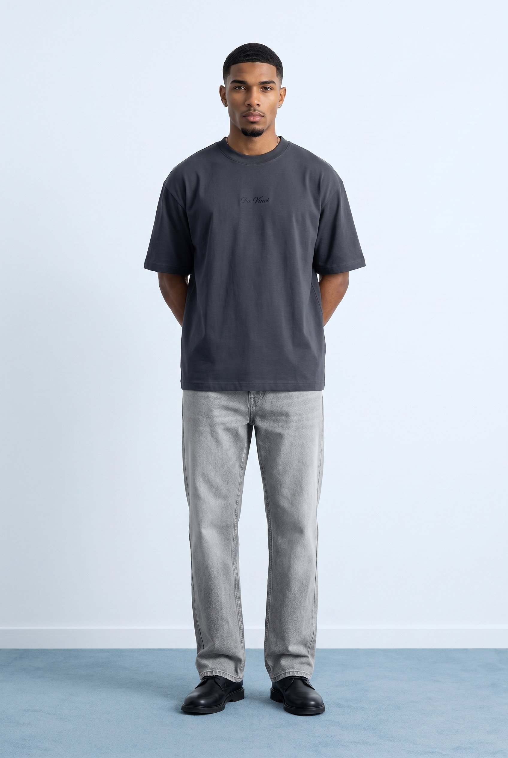 Erkek Da Vinci The Last Supper Baskılı Oversize T-Shirt Füme