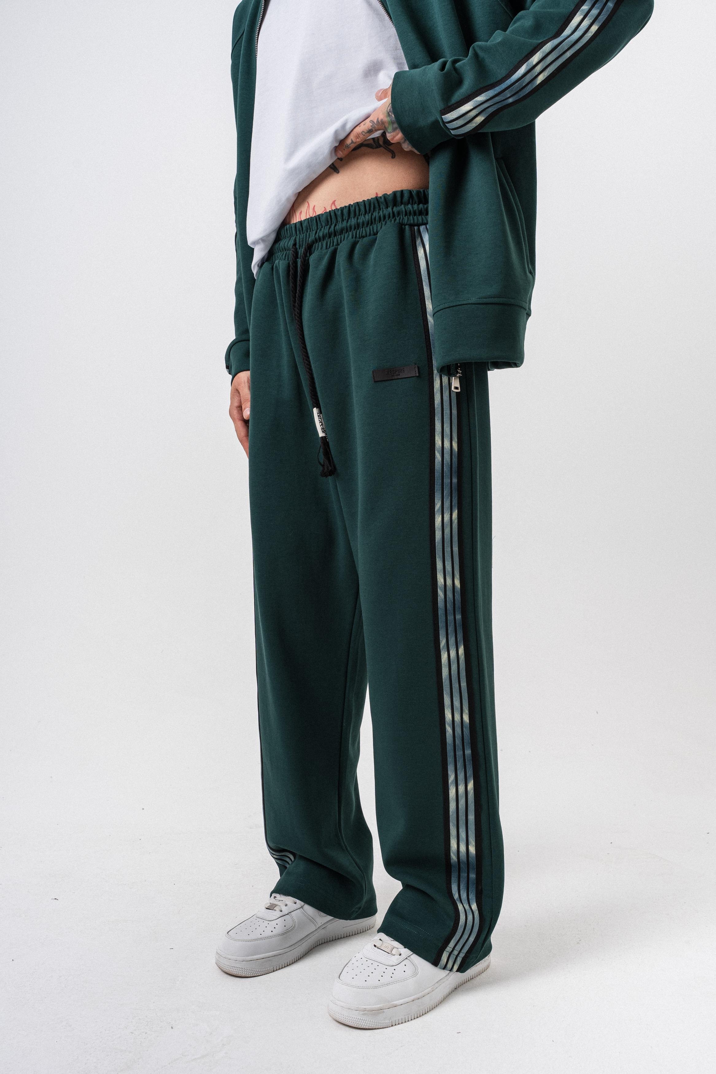 Erkek Dark Striped Şerit Detaylı Kışlık Doubleface Baggy Eşofman Altı Nefti