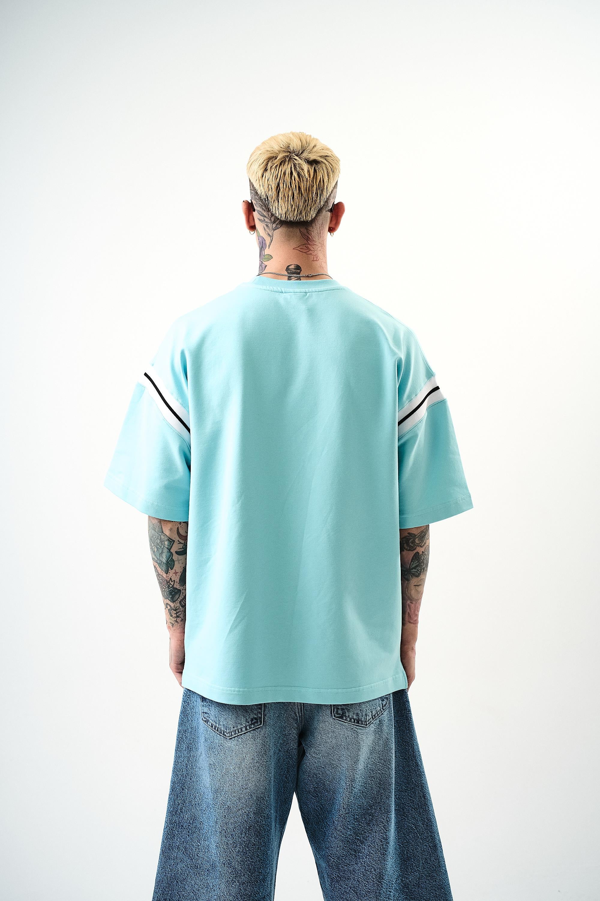 Erkek Deep 74 Baskılı Oversize T-Shirt BebeMavi