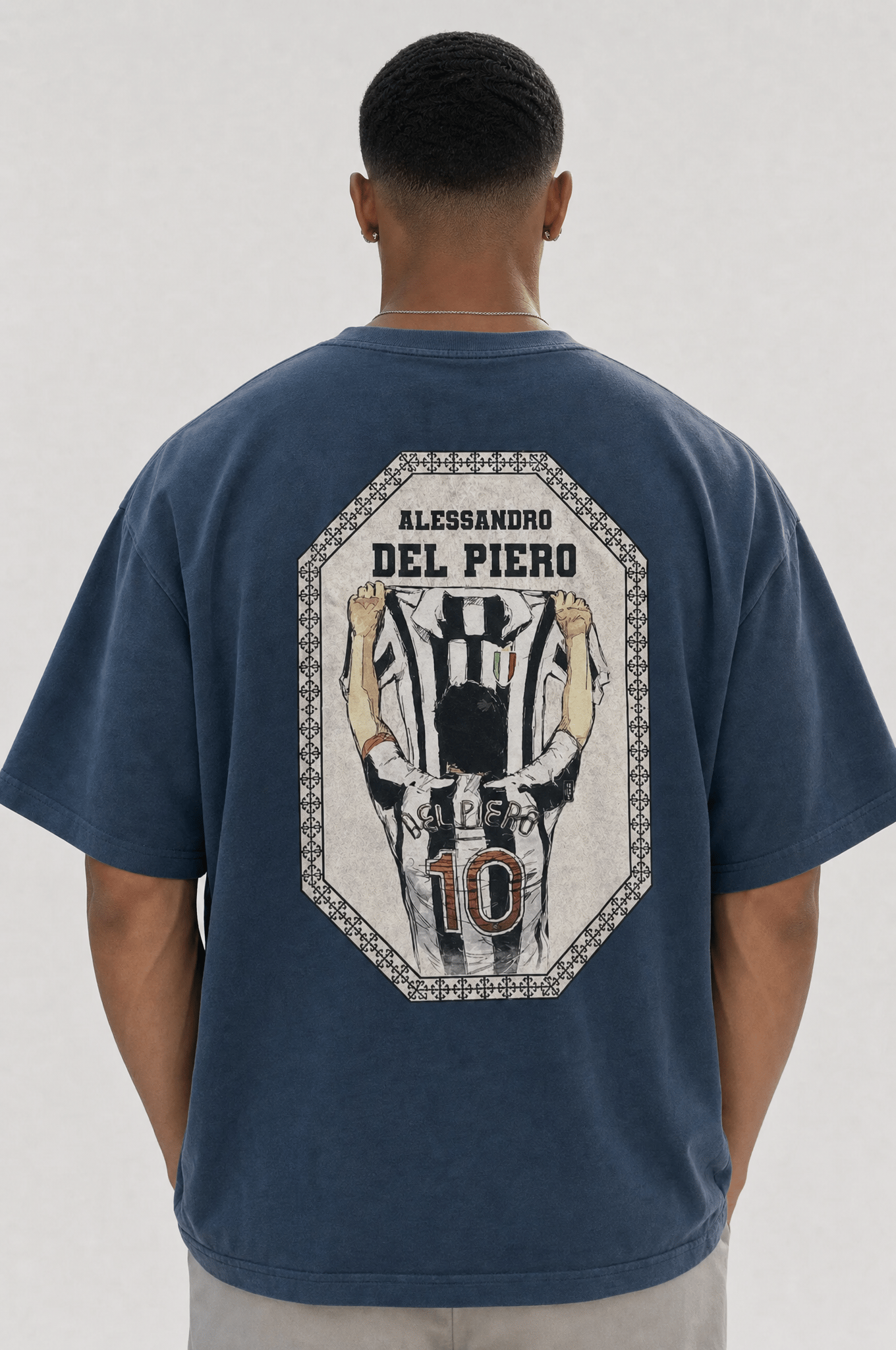 Erkek Del Piero Baskılı Oversize T-Shirt Petrol