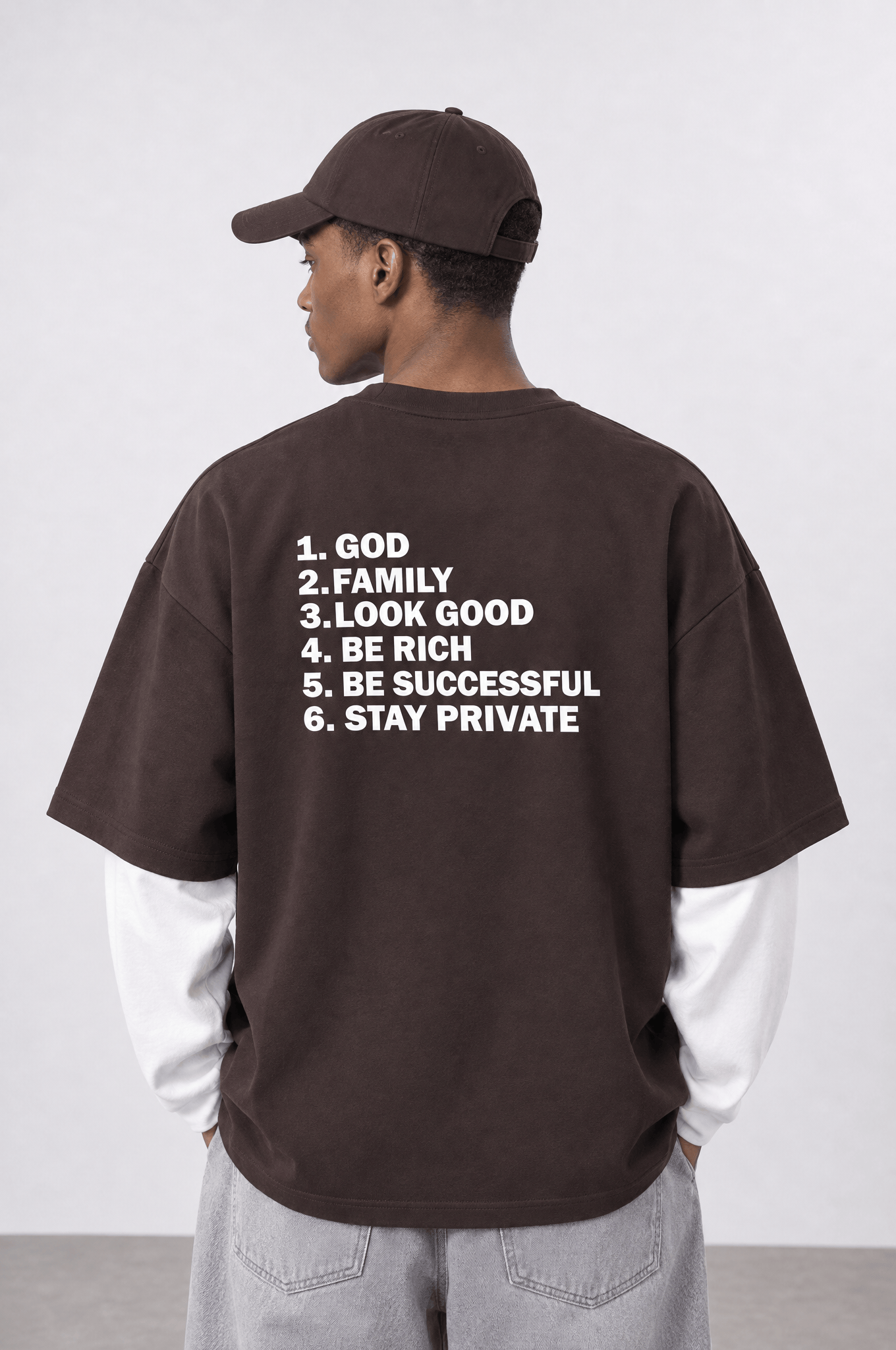 Erkek Double Sleeve Oversize Sweatshirt Kahve