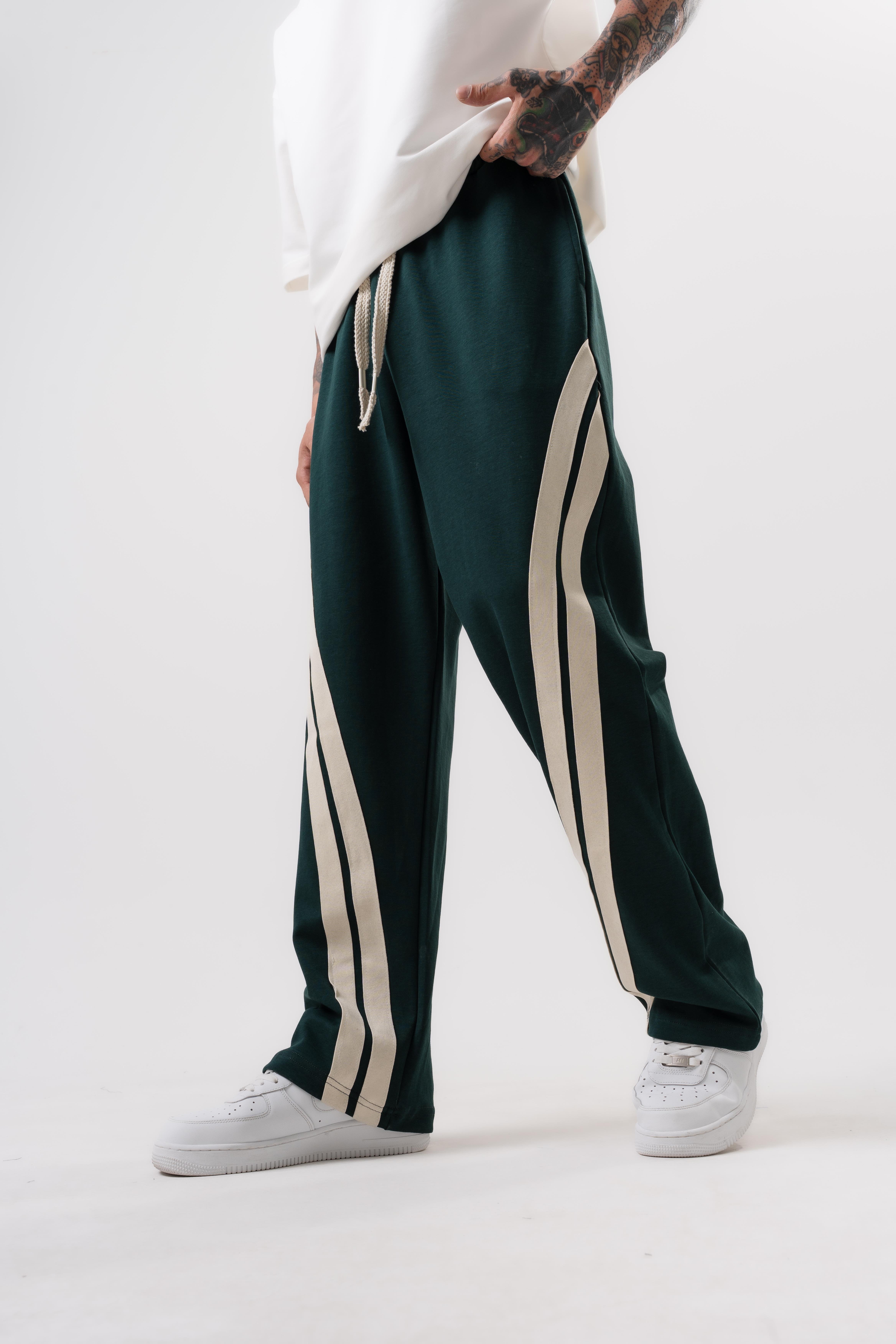 Erkek Eğik Şerit Detaylı İnterlok Baggy Eşofman Altı Nefti