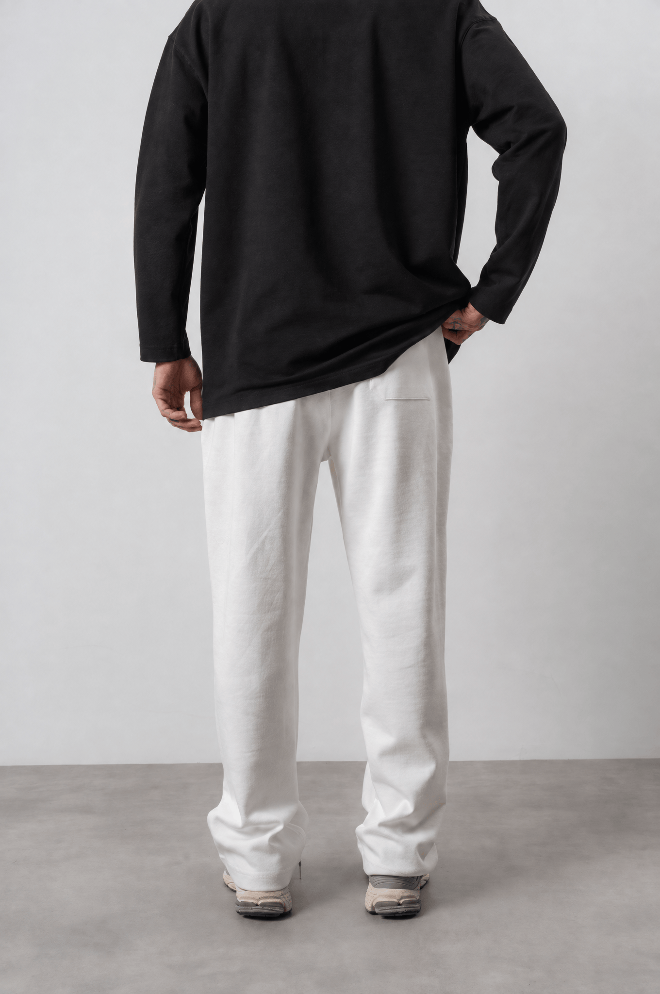 Erkek Etnik Şerit Detaylı Doubleface Baggy Eşofman Altı Ekru