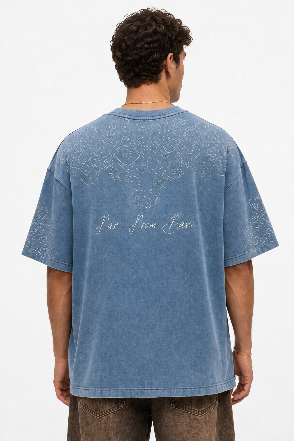 Erkek Far From Basic Yıkamalı Oversize T-Shirt Bebe Mavi