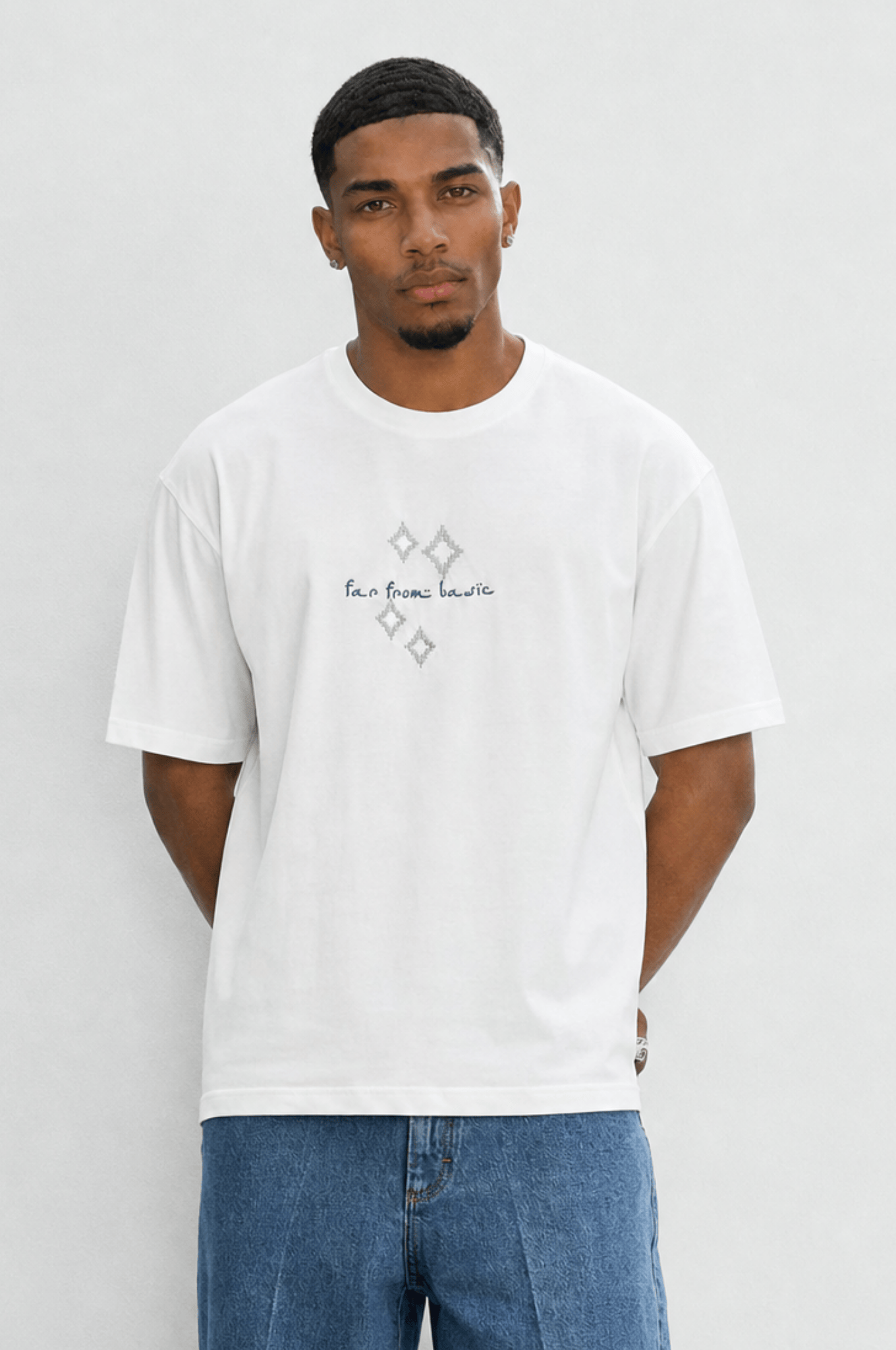 Erkek FFB Nakış Detaylı Oversize T-Shirt Ekru