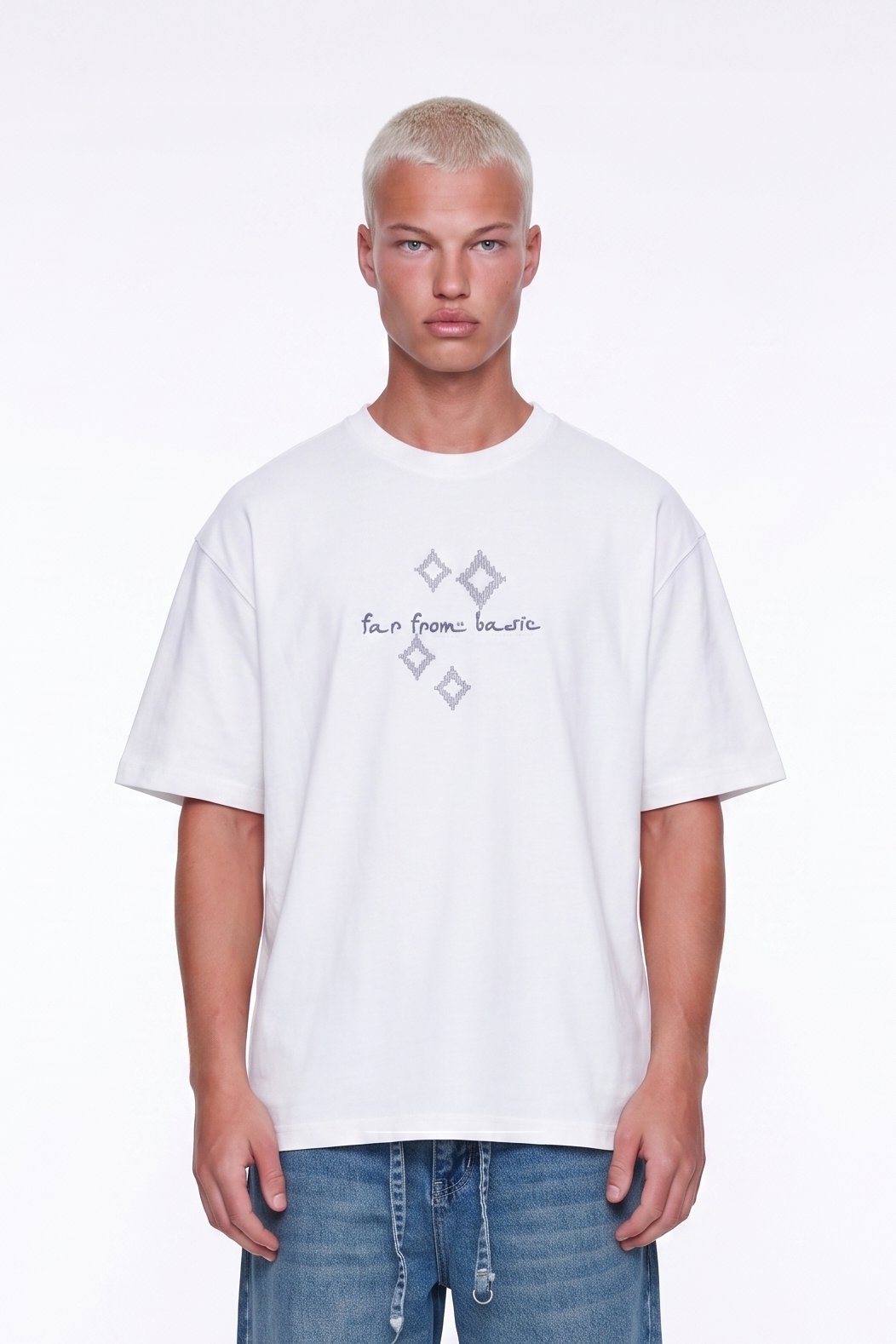 Erkek FFB Nakış Detaylı Oversize T-Shirt Ekru